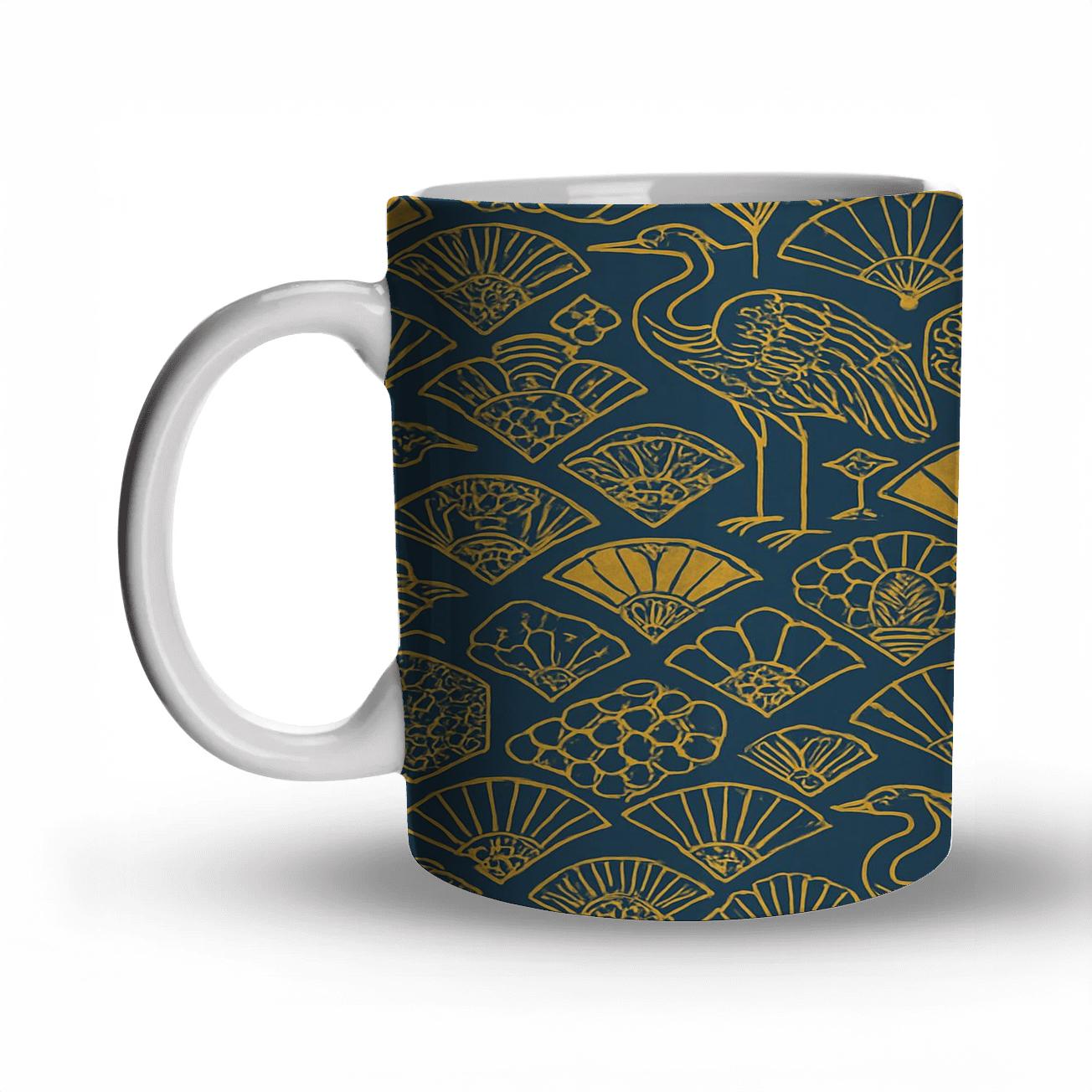 Showa Geometric Kimono Repeat travel mugs with handles
