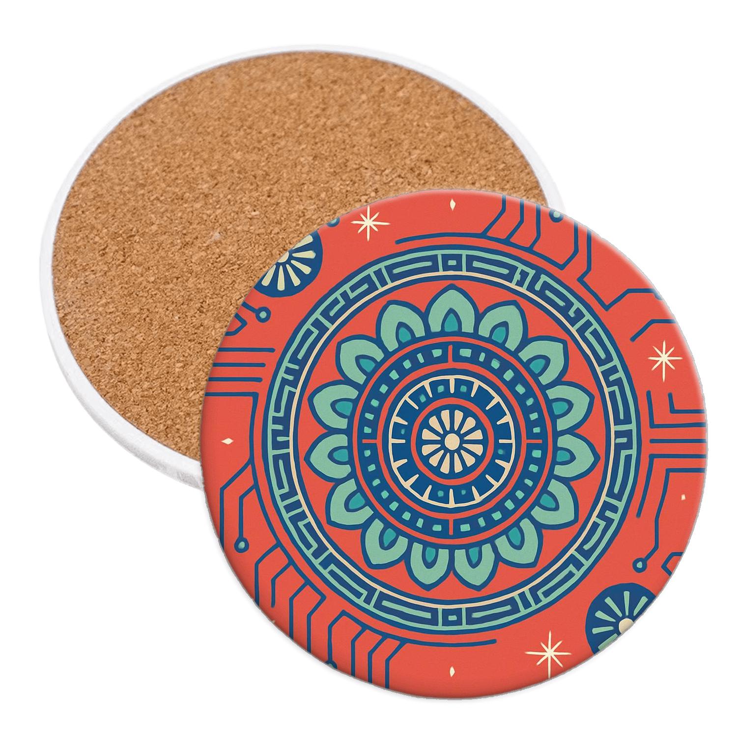 Solar Mandala Circuit personalized drink coasters