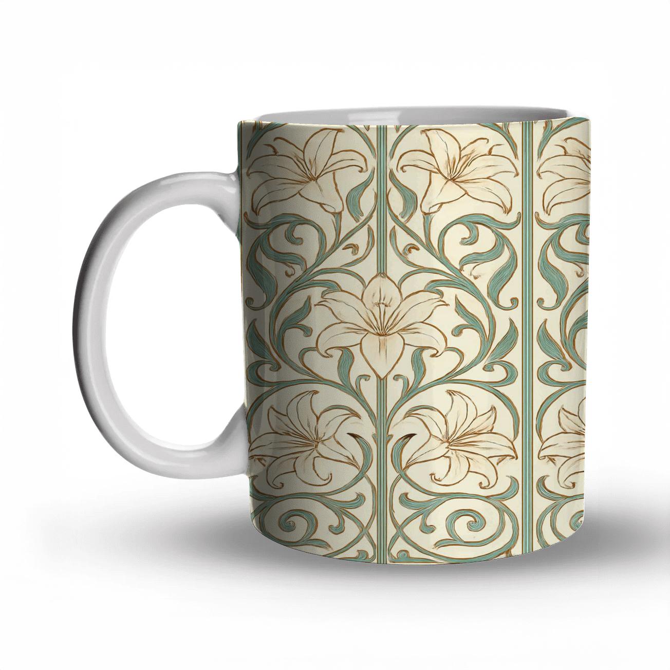 Art Nouveau Botanical Panel custom printed mugs