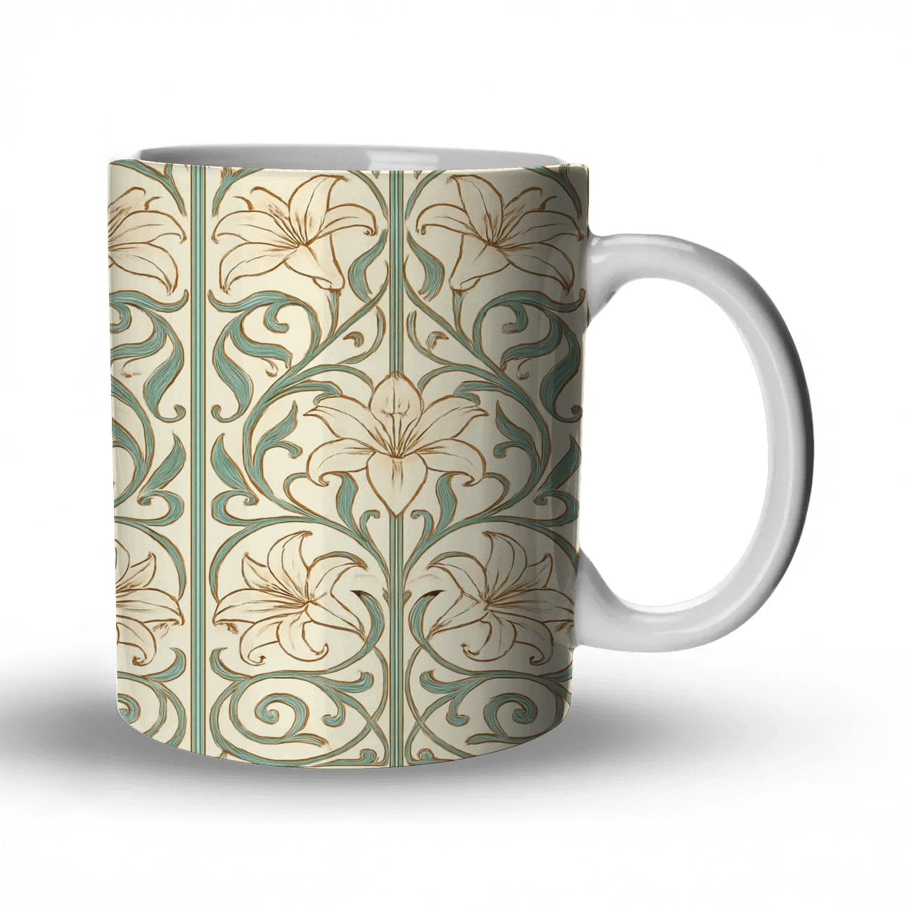 Art Nouveau Botanical Panel custom printed mugs