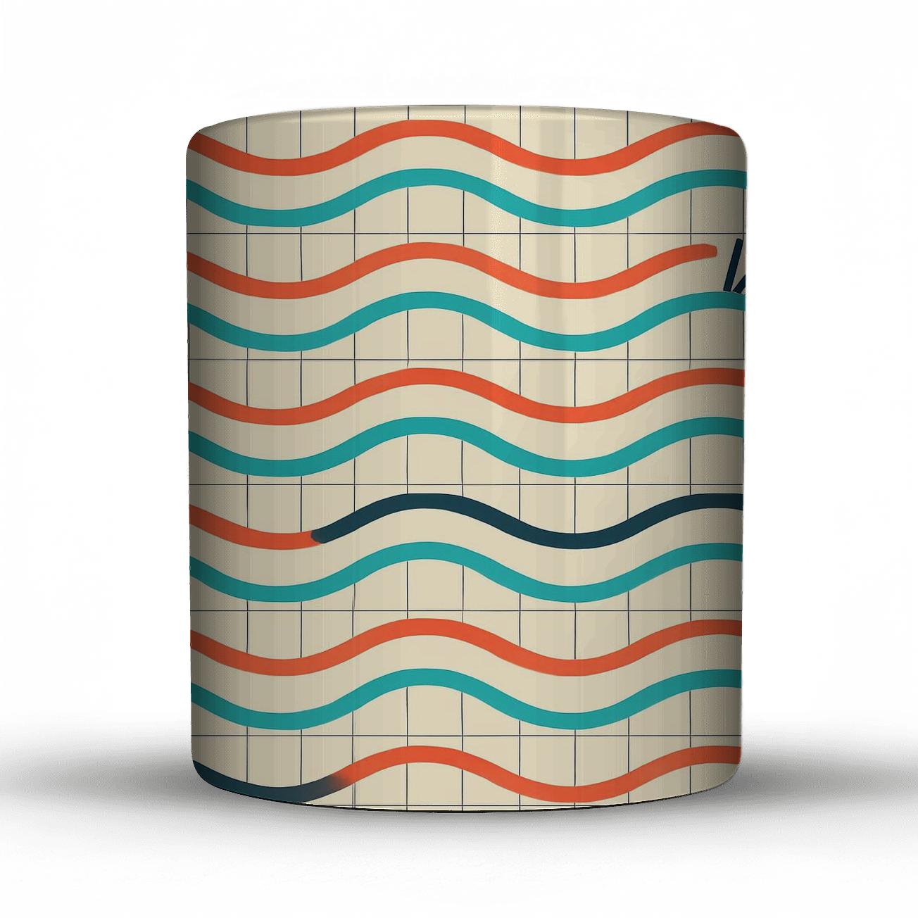 Coral Wave Grid ceramic coffee mugs