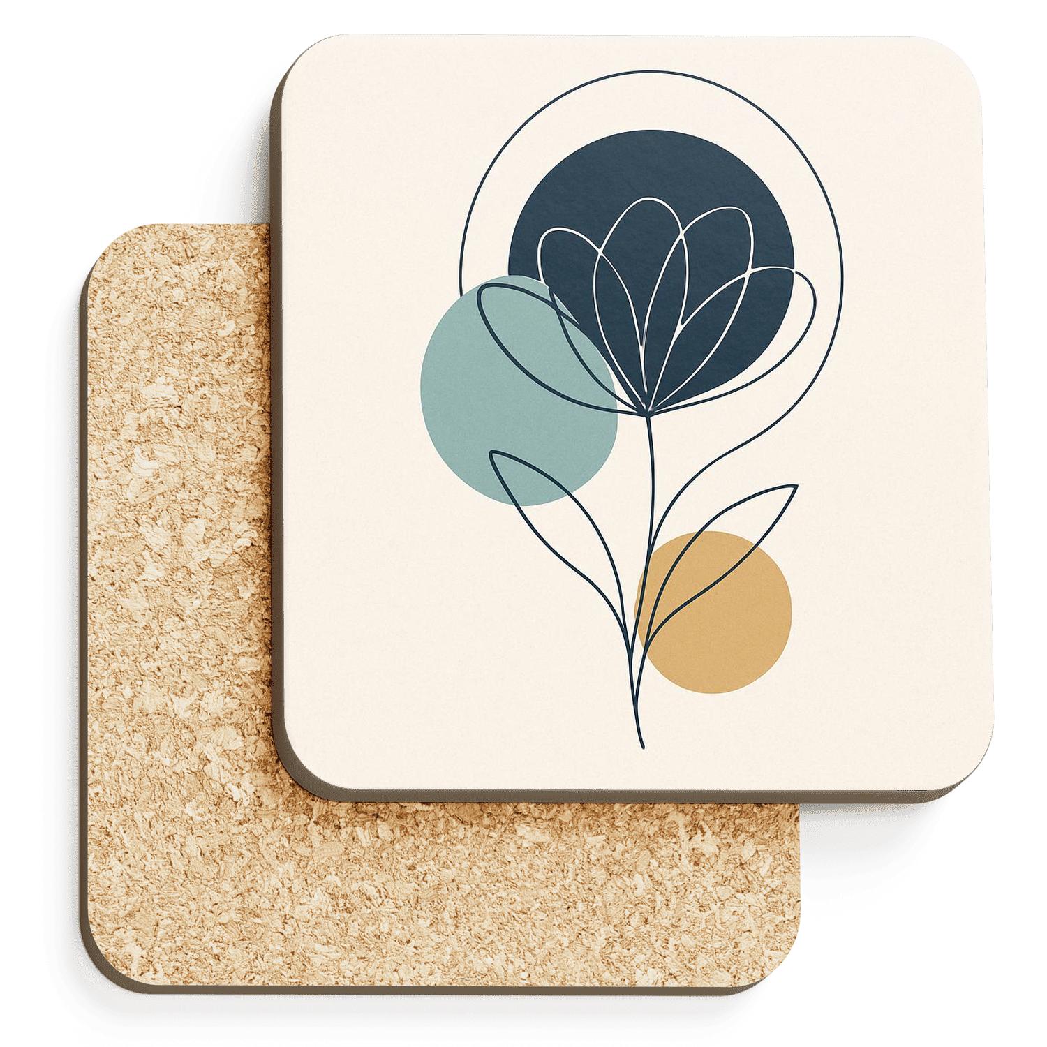 Celestial Bloom Lineart coasters for home decor
