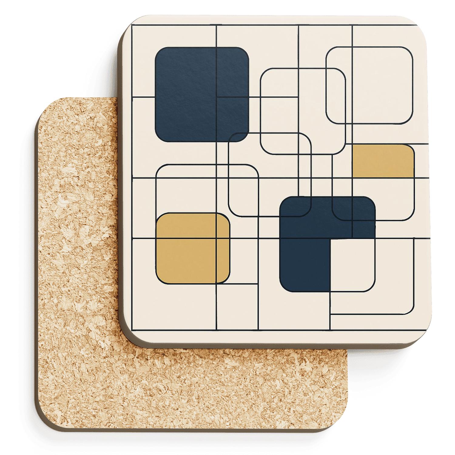 Modular Bauhaus Grid wooden table coasters