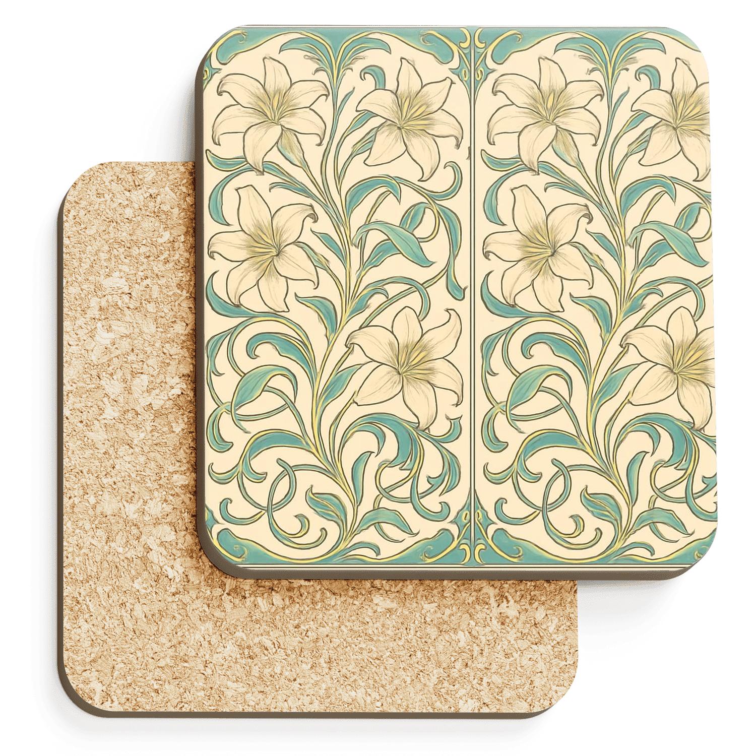 Art Nouveau Botanical Panel custom engraved coasters