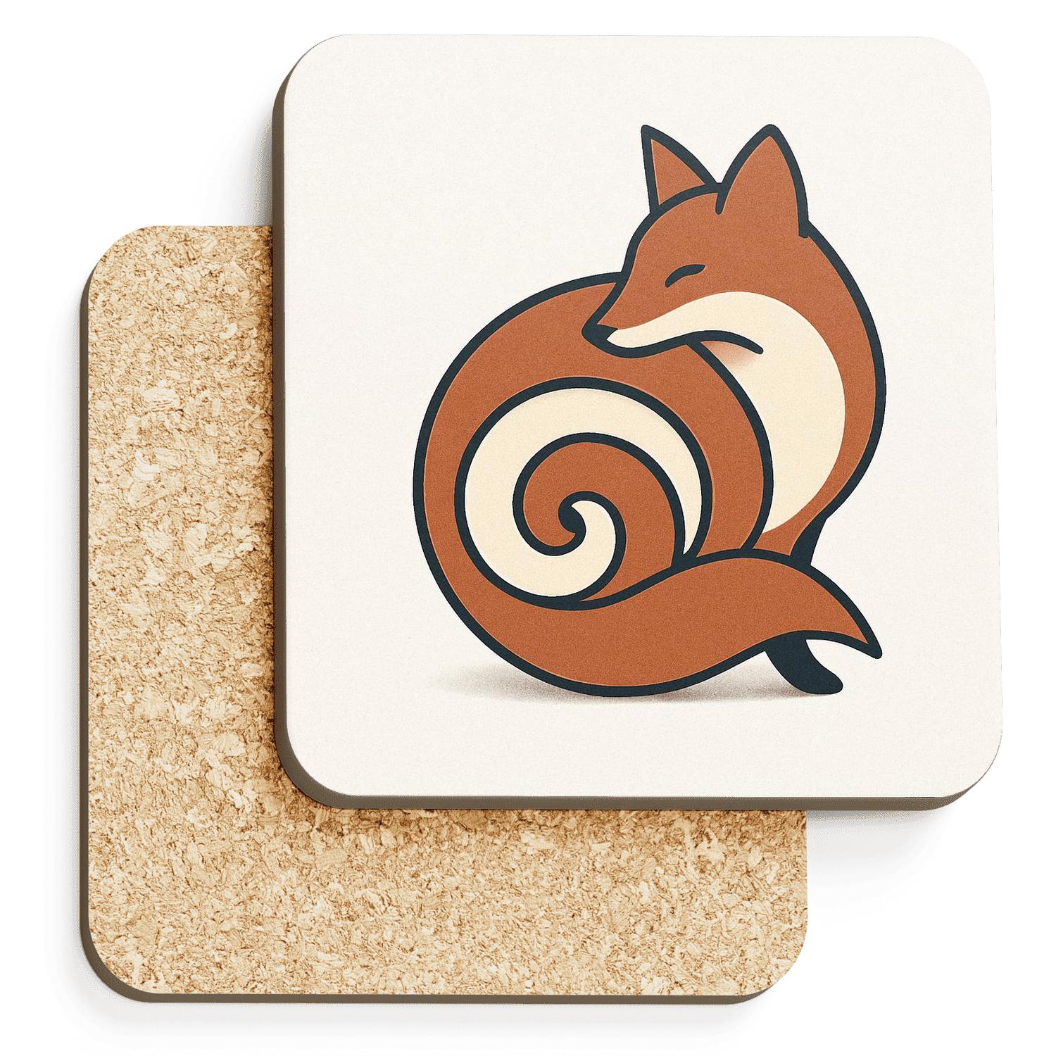 Sinuous Fox Emblem custom engraved coasters