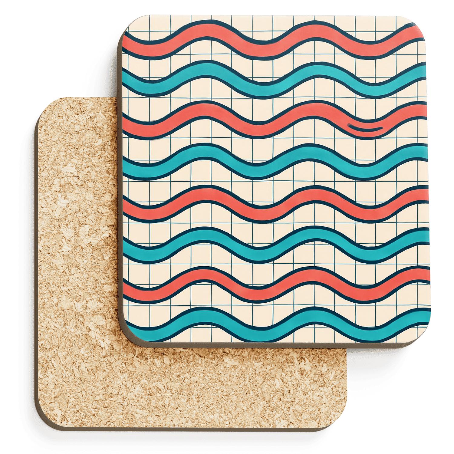 Coral Wave Grid coasters for home decor
