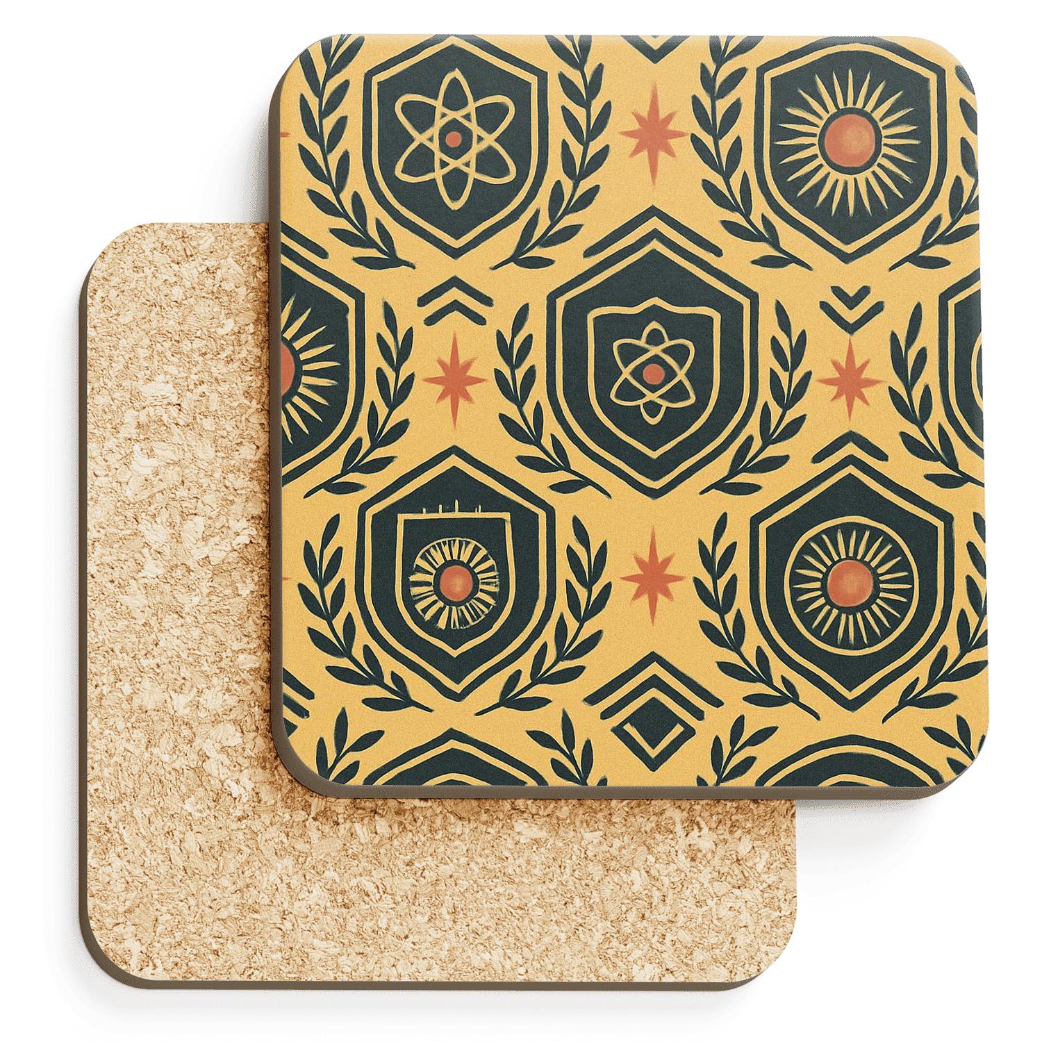 Mid Century Geometric Crest elegant tabletop coasters