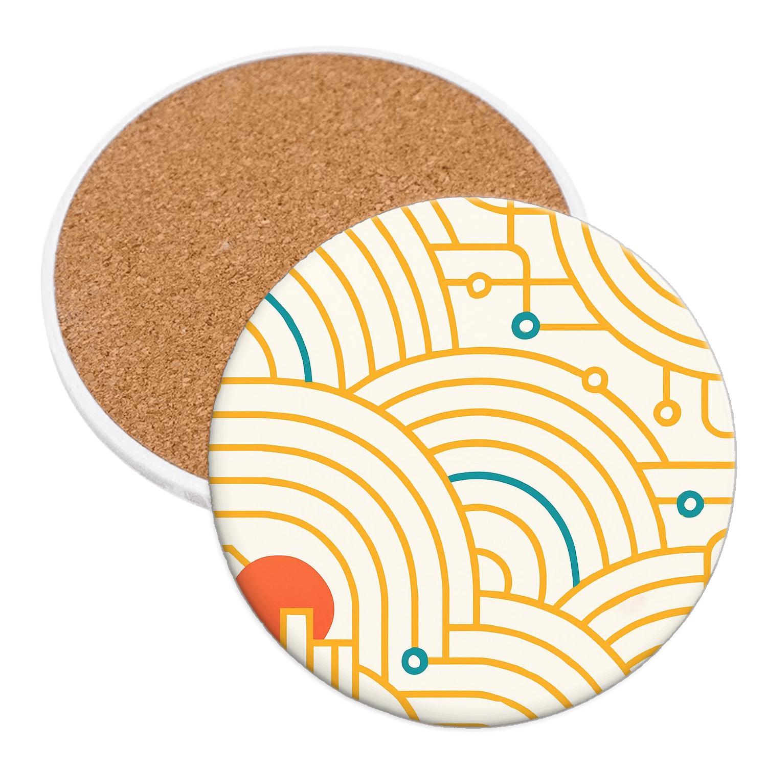 Sunrise Circuit absorbent drink coasters