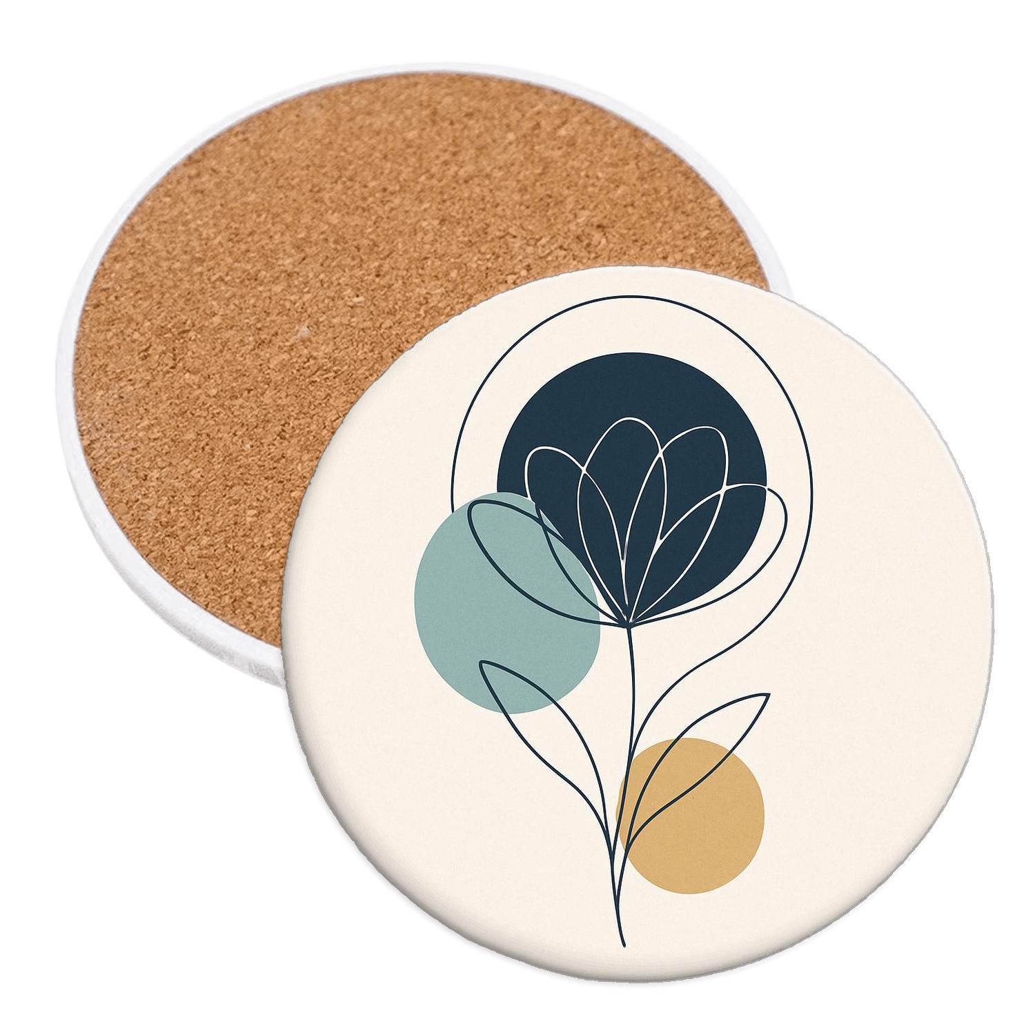 Celestial Bloom Lineart custom engraved coasters