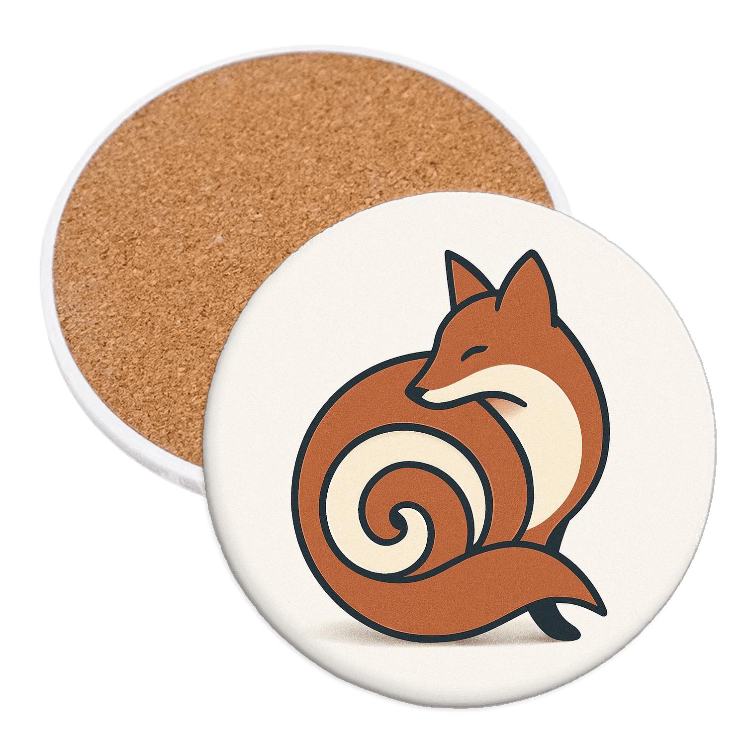 Sinuous Fox Emblem elegant tabletop coasters