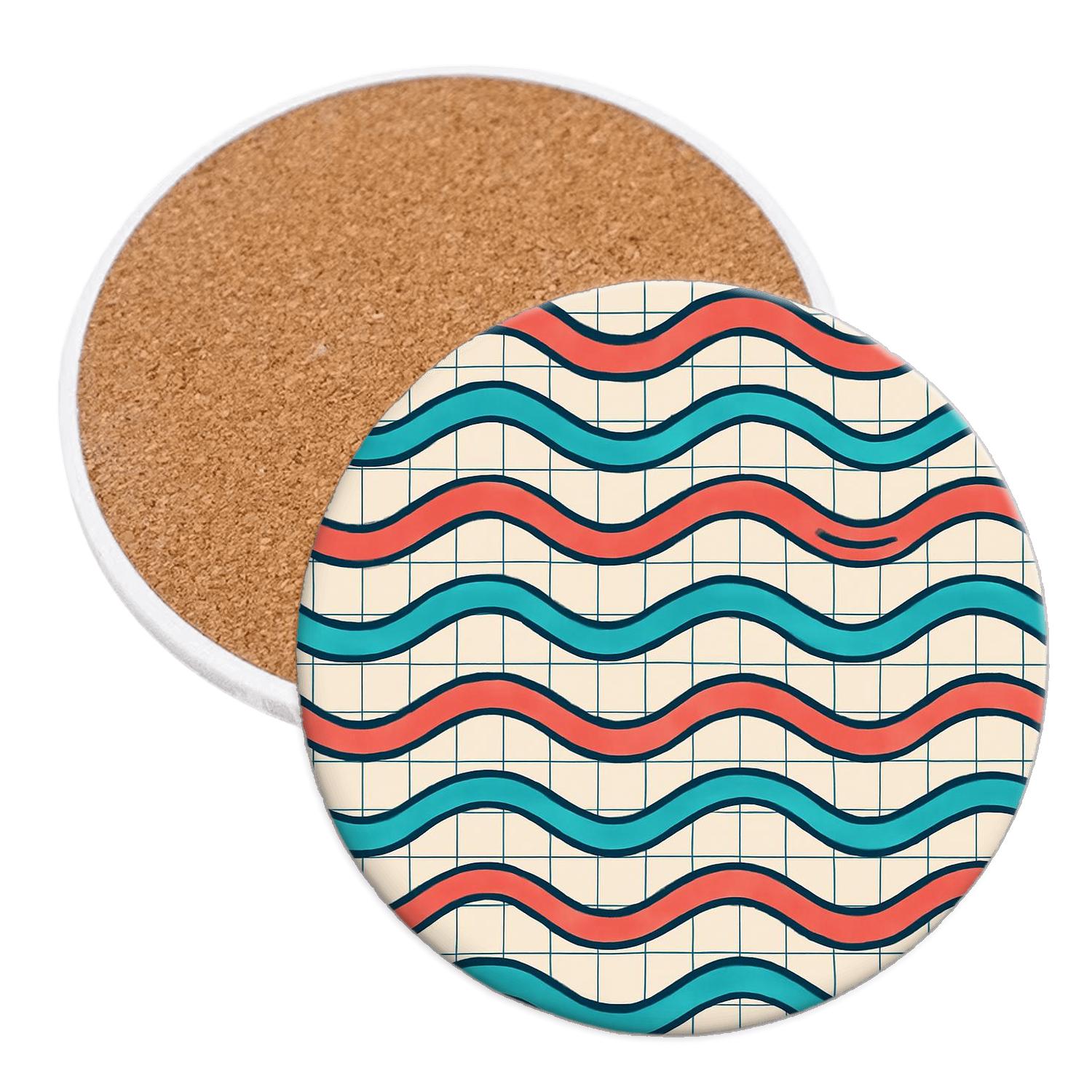 Coral Wave Grid custom engraved coasters
