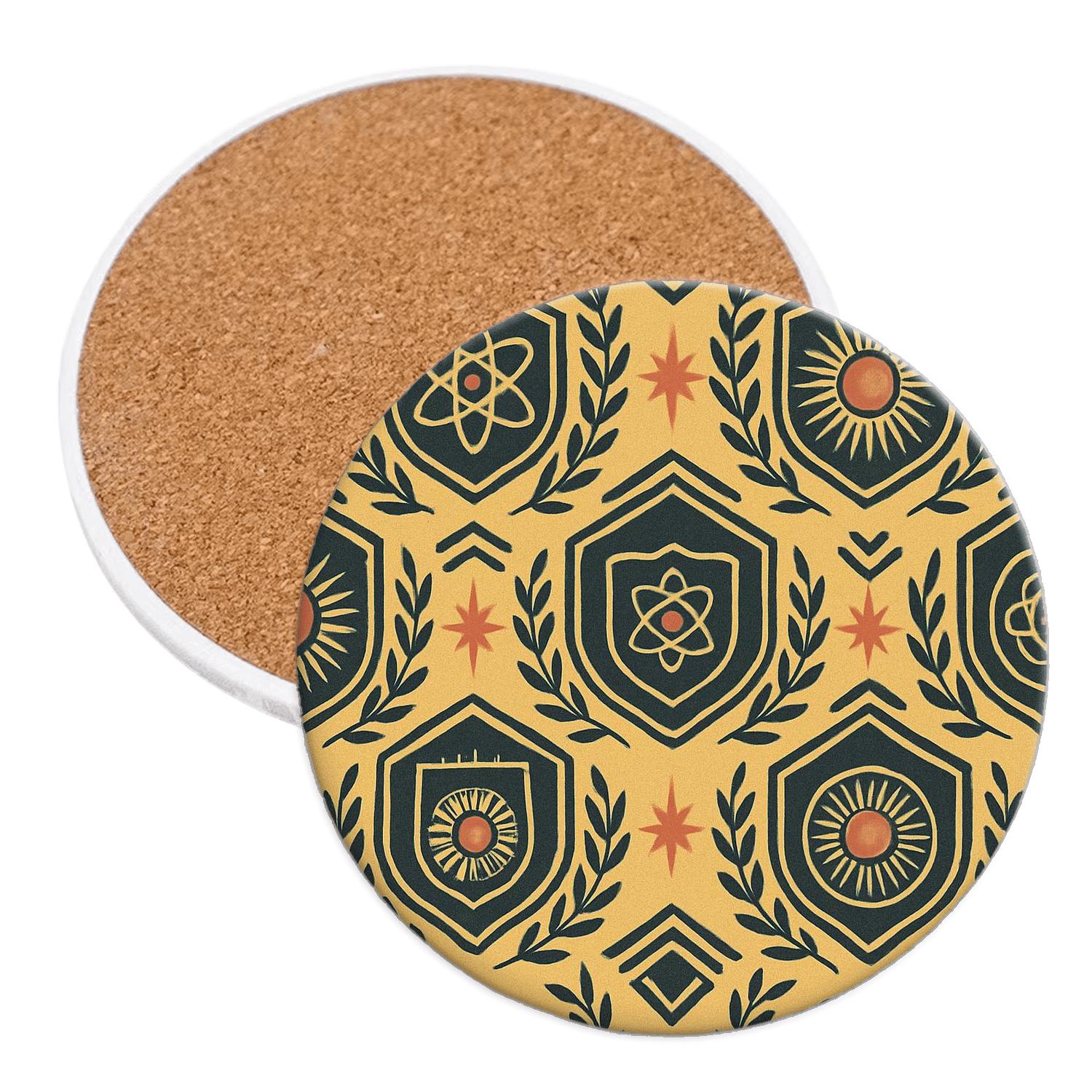 Mid Century Geometric Crest decorative beverage coasters