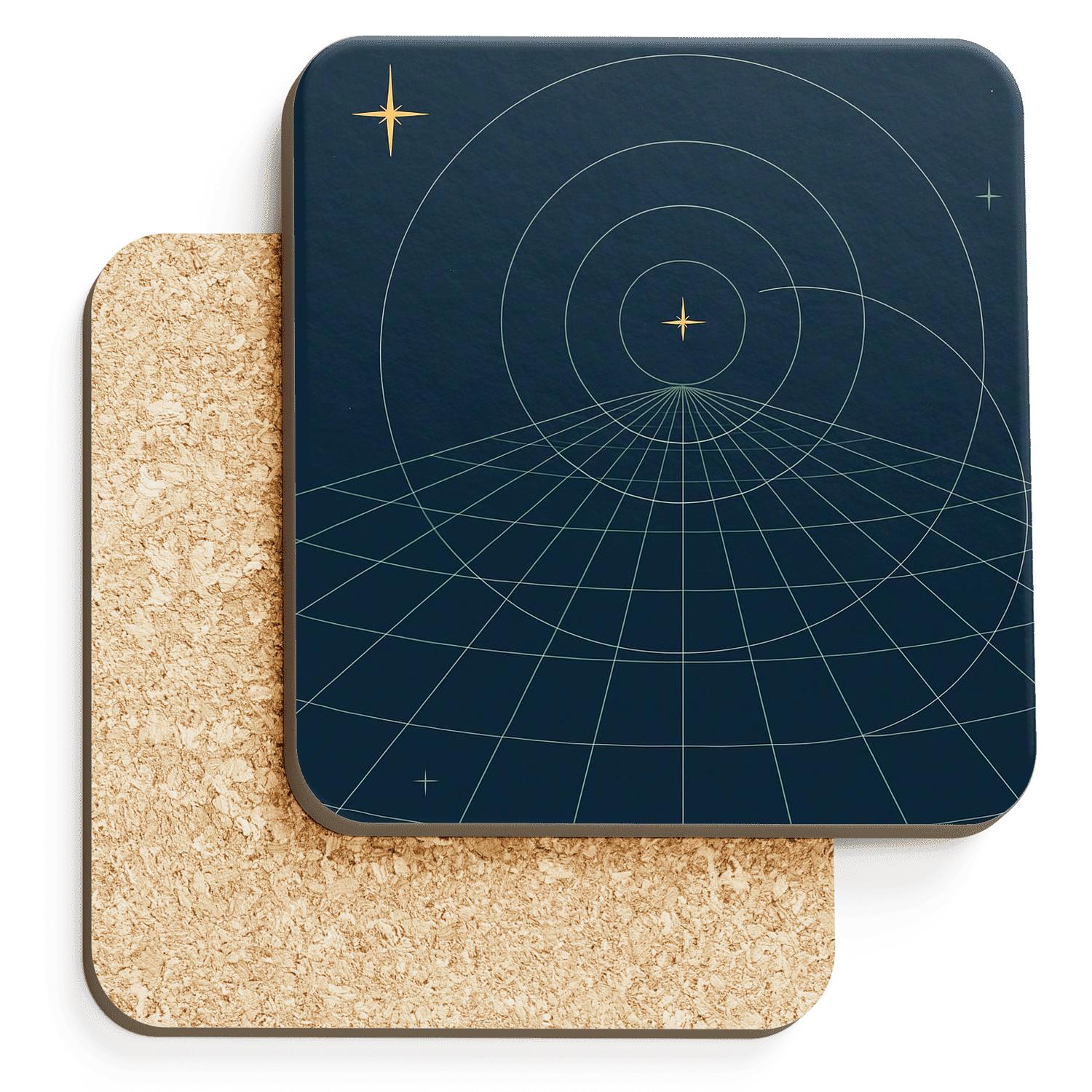 Celestial Grid cork coaster sets