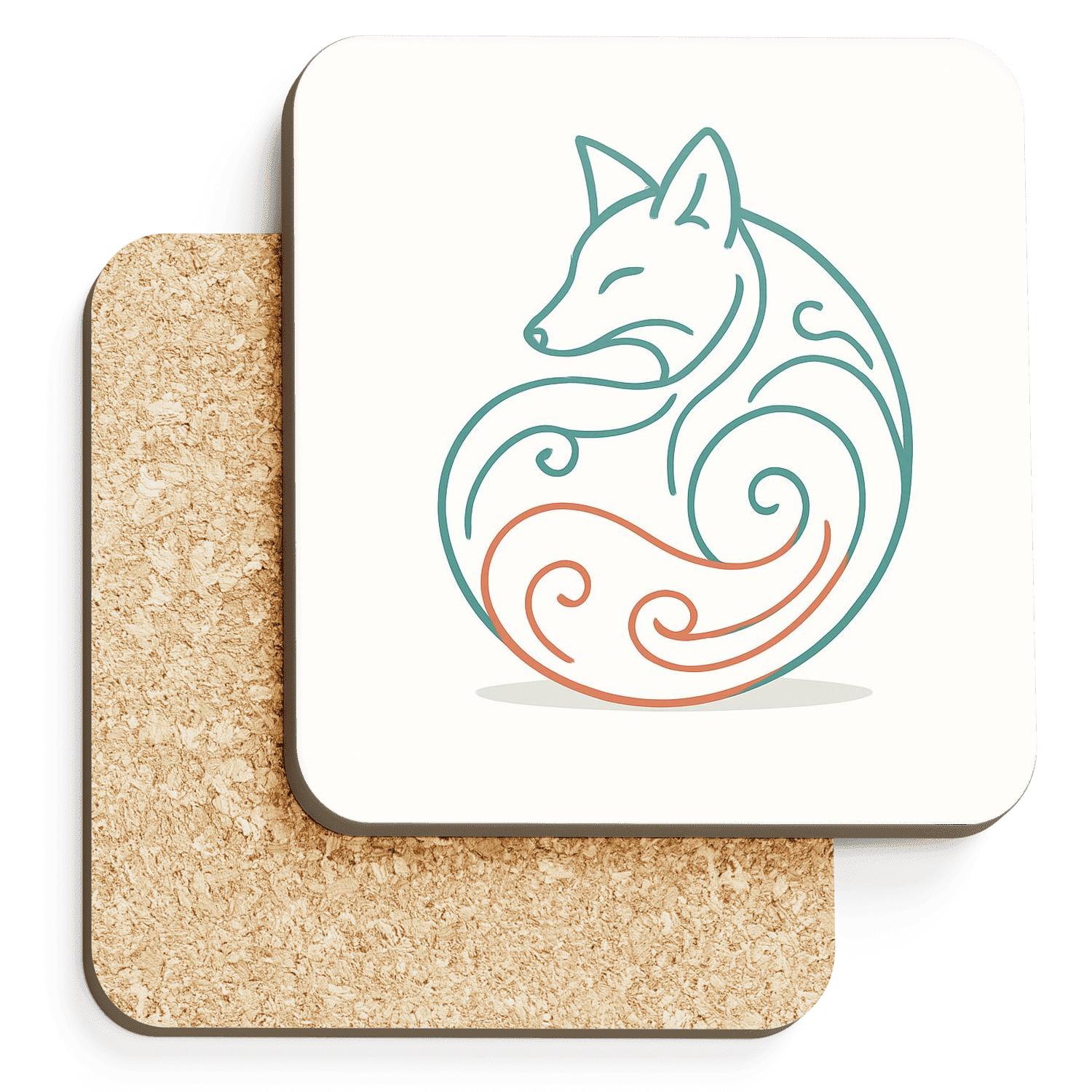 Celestial Fox Embrace custom engraved coasters