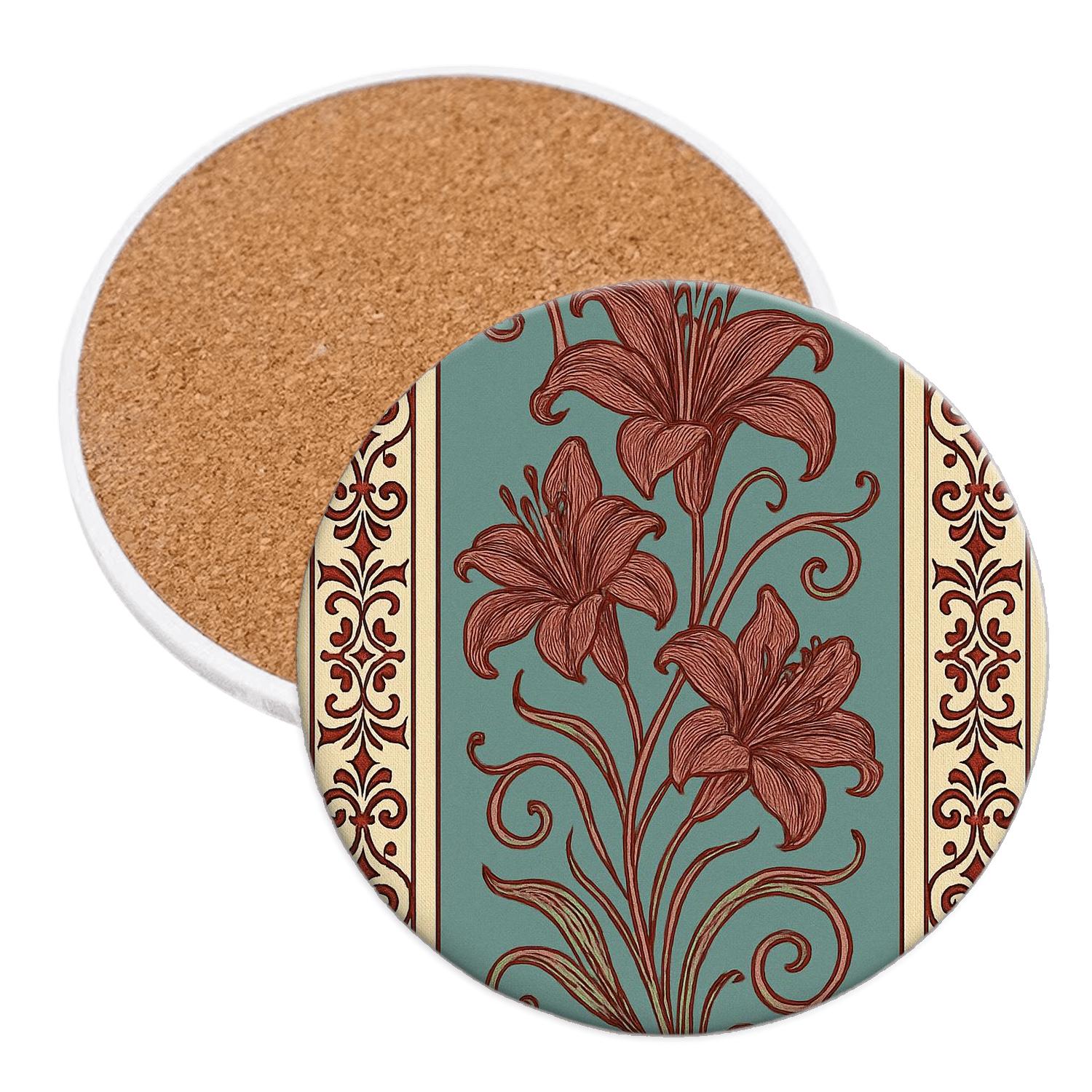 Art Nouveau Botanical Panel coasters for home decor