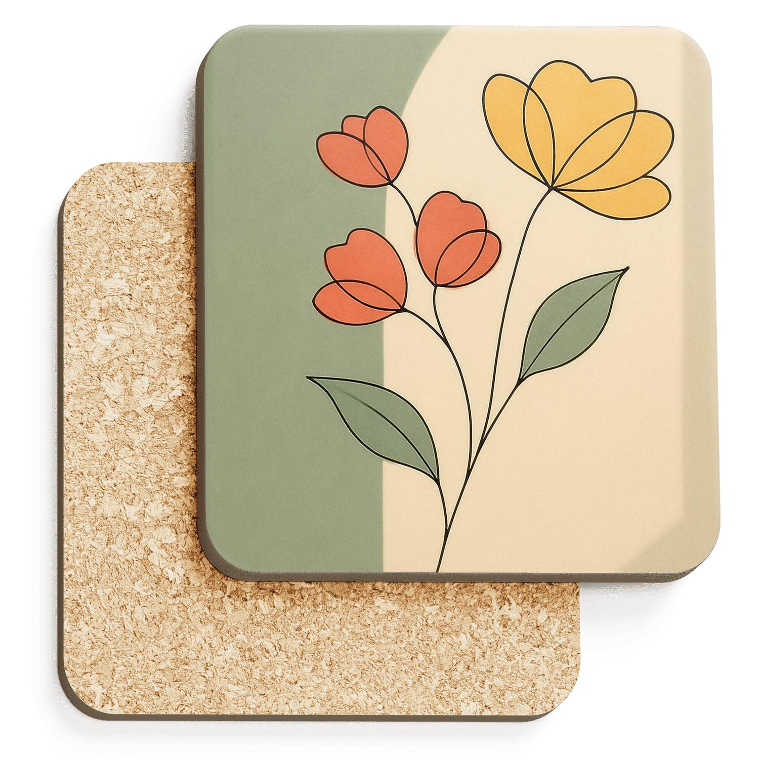 Sunlit Floral Contour decorative beverage coasters