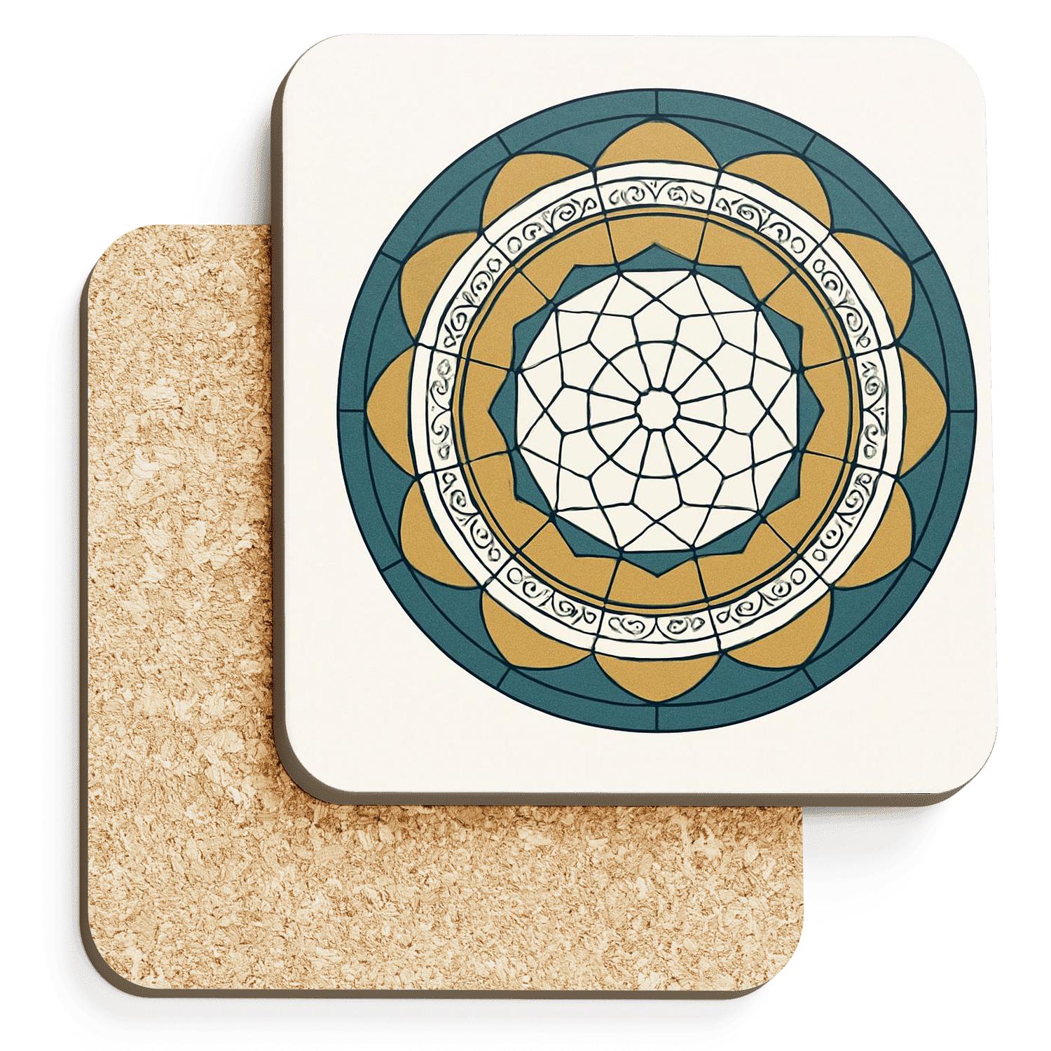 Solar Grid Mandala elegant tabletop coasters