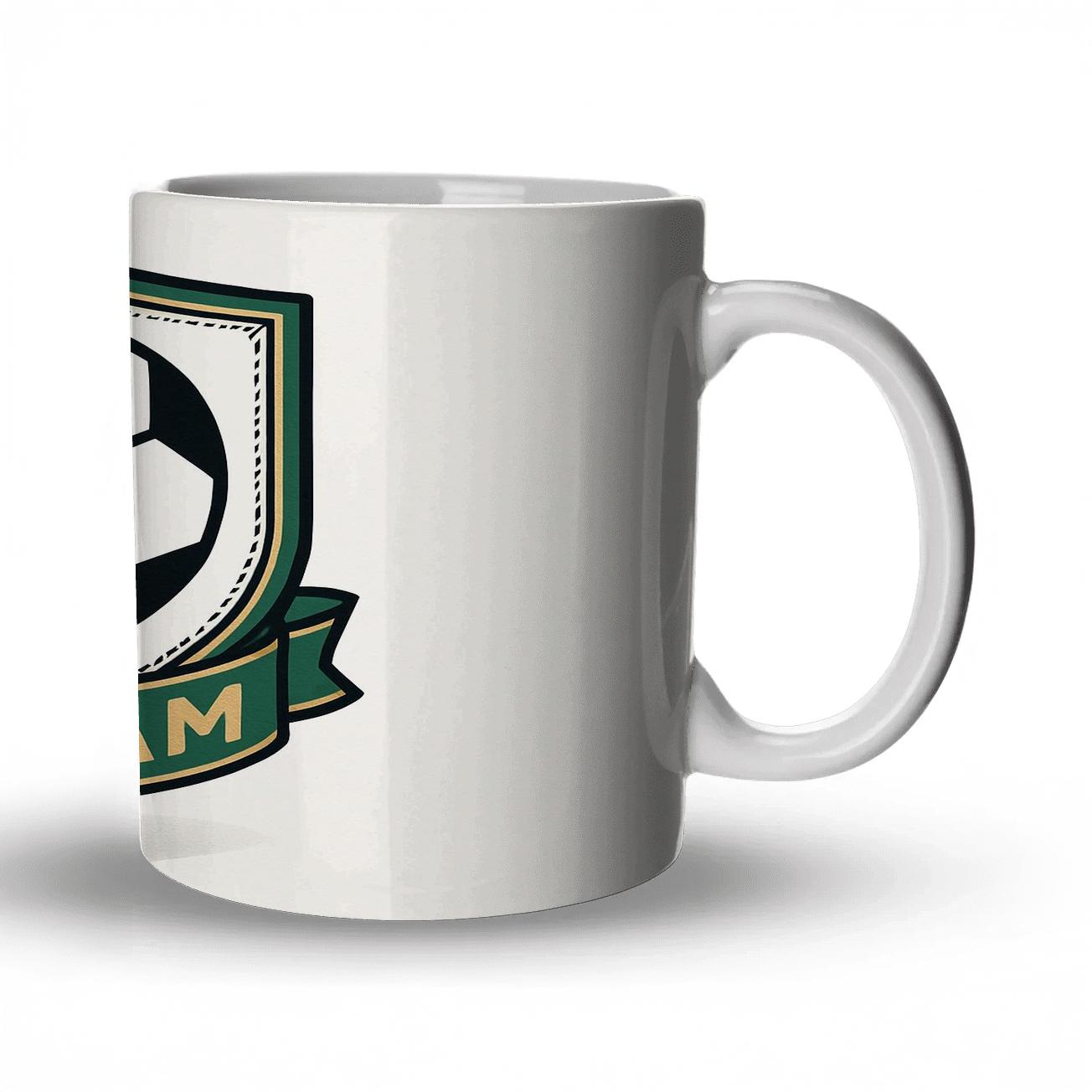 Soccer Crest Pentagons ceramic coffee mugs