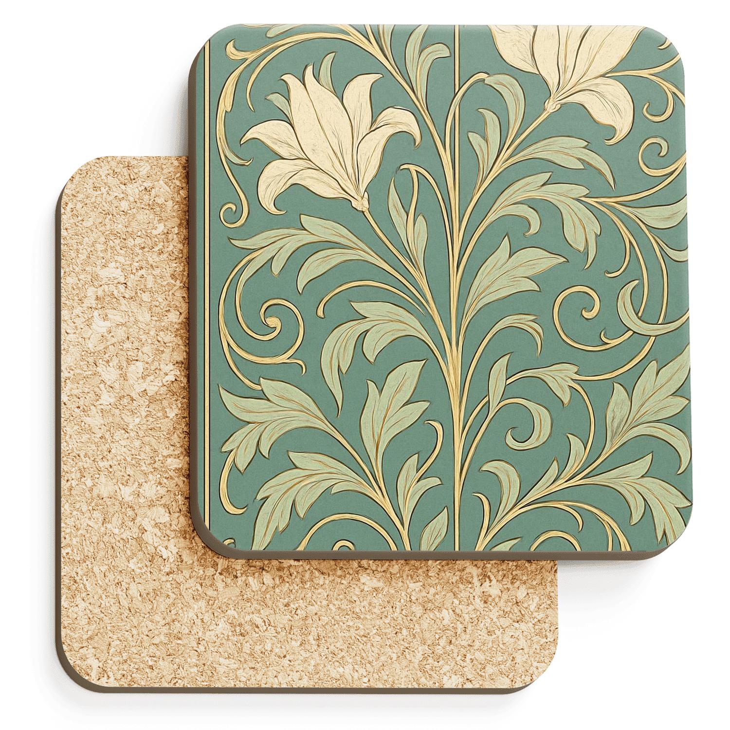 Art Nouveau Botanical Panel absorbent drink coasters