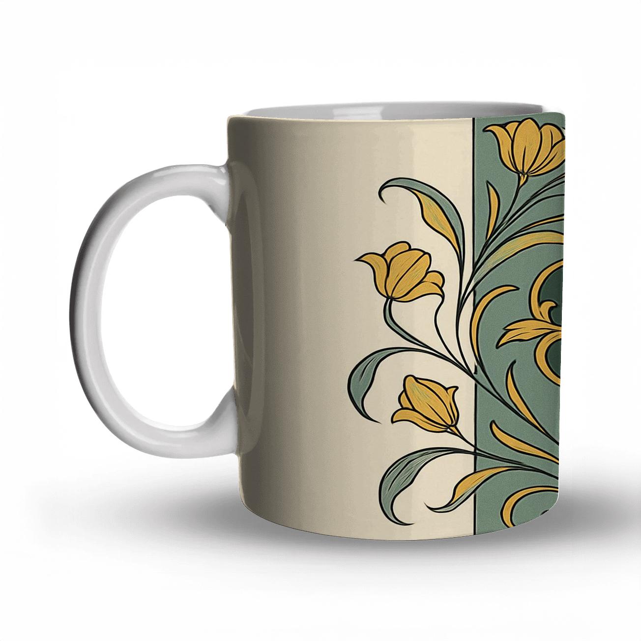 Art Nouveau Filigree Panel ceramic coffee mugs