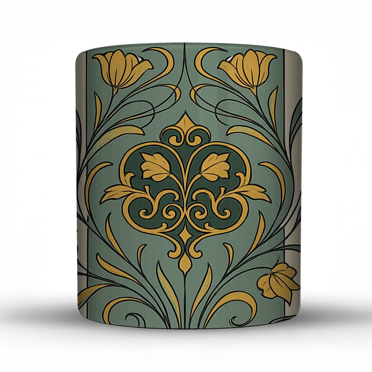 Art Nouveau Filigree Panel ceramic coffee mugs