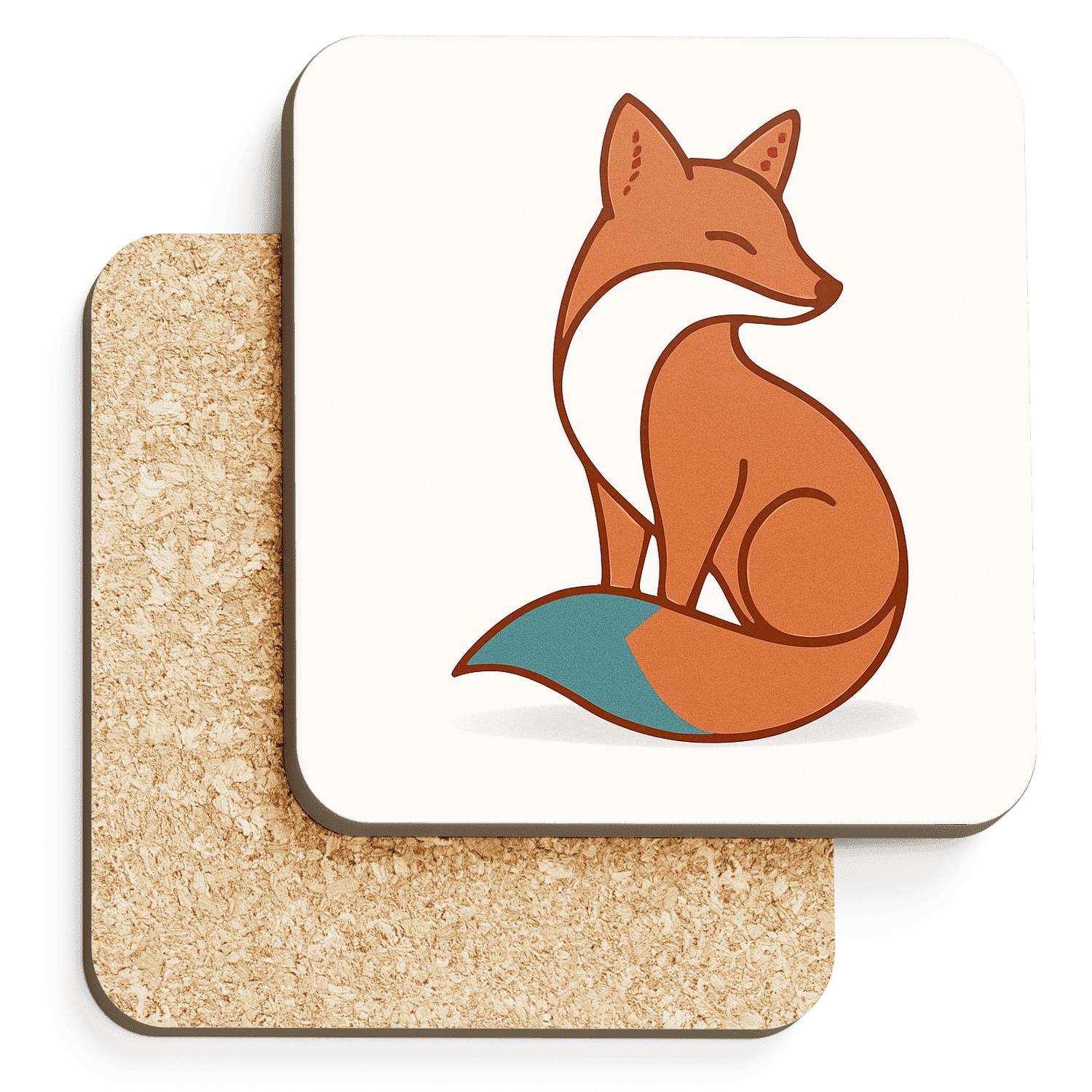 Minimalist Fox Embrace decorative beverage coasters