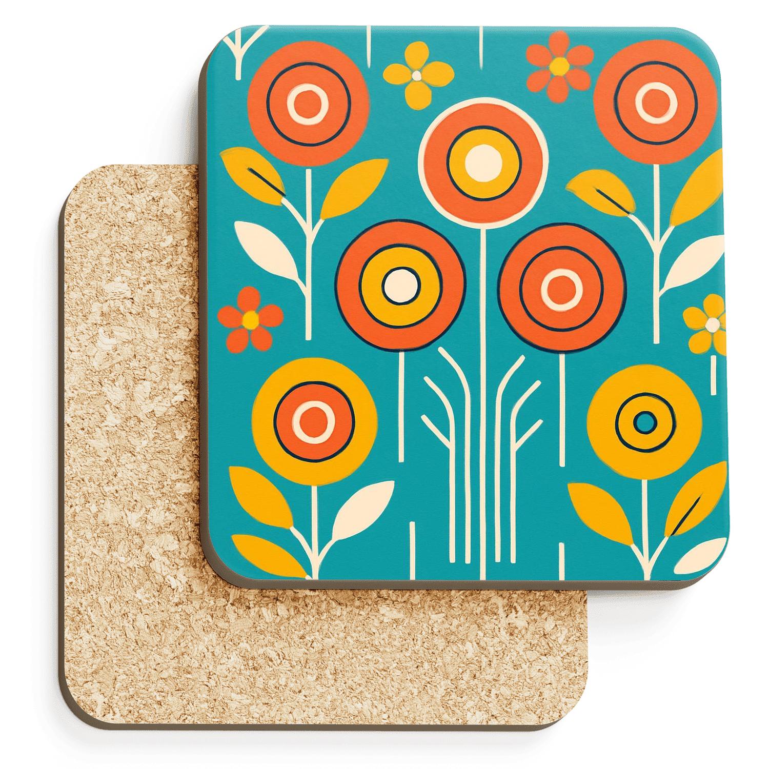 Radiant Grid Blossom coasters for home decor