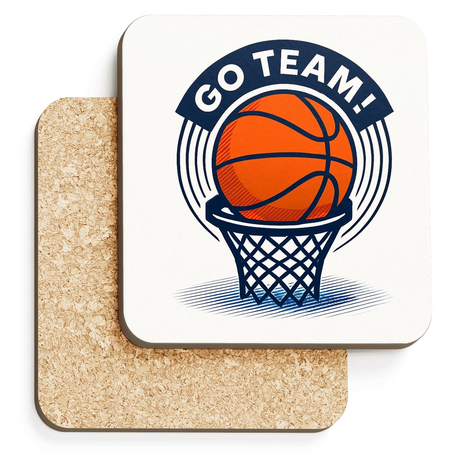 Court Pulse Basketball Line Art wooden table coasters