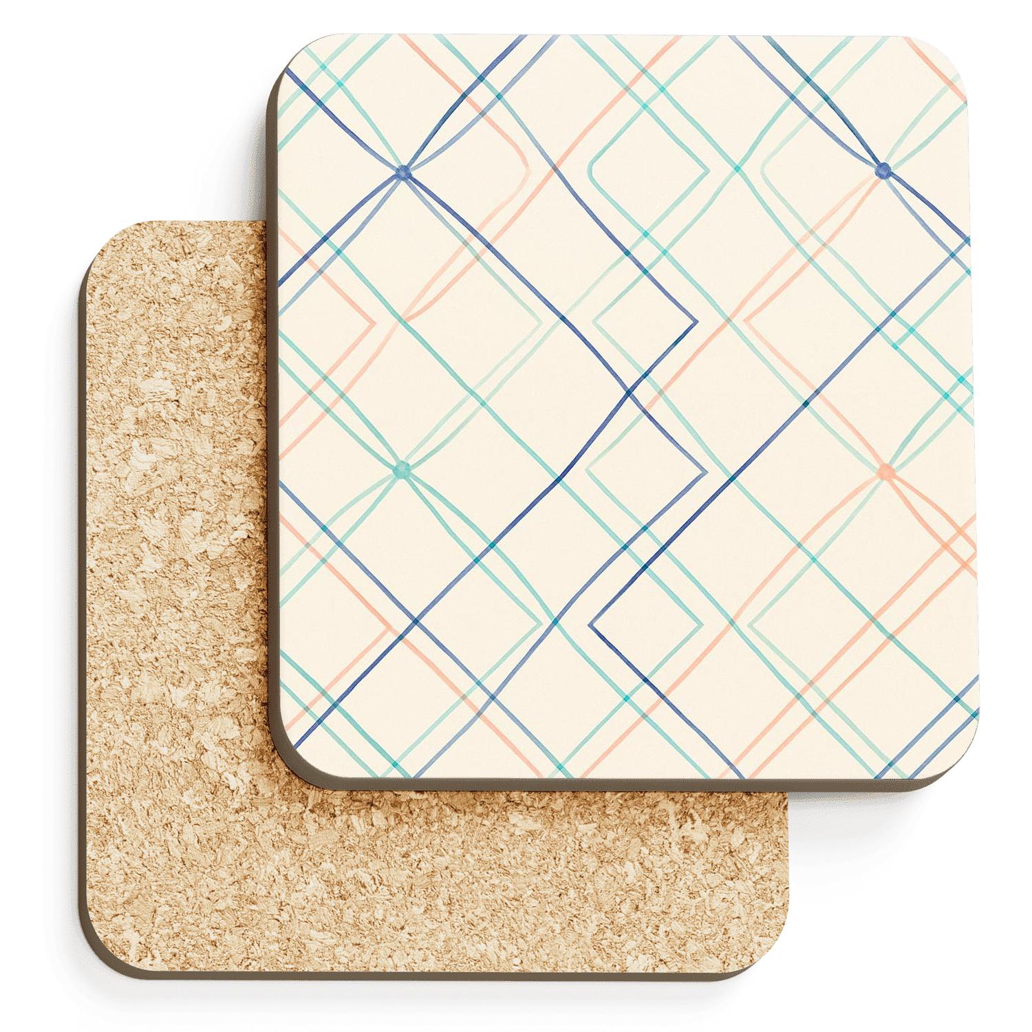 Linear Nebula Lattice cork coaster sets
