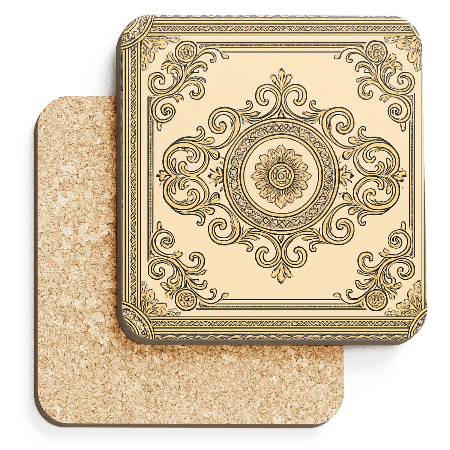 Victorian Lace Geometric Crest decorative beverage coasters