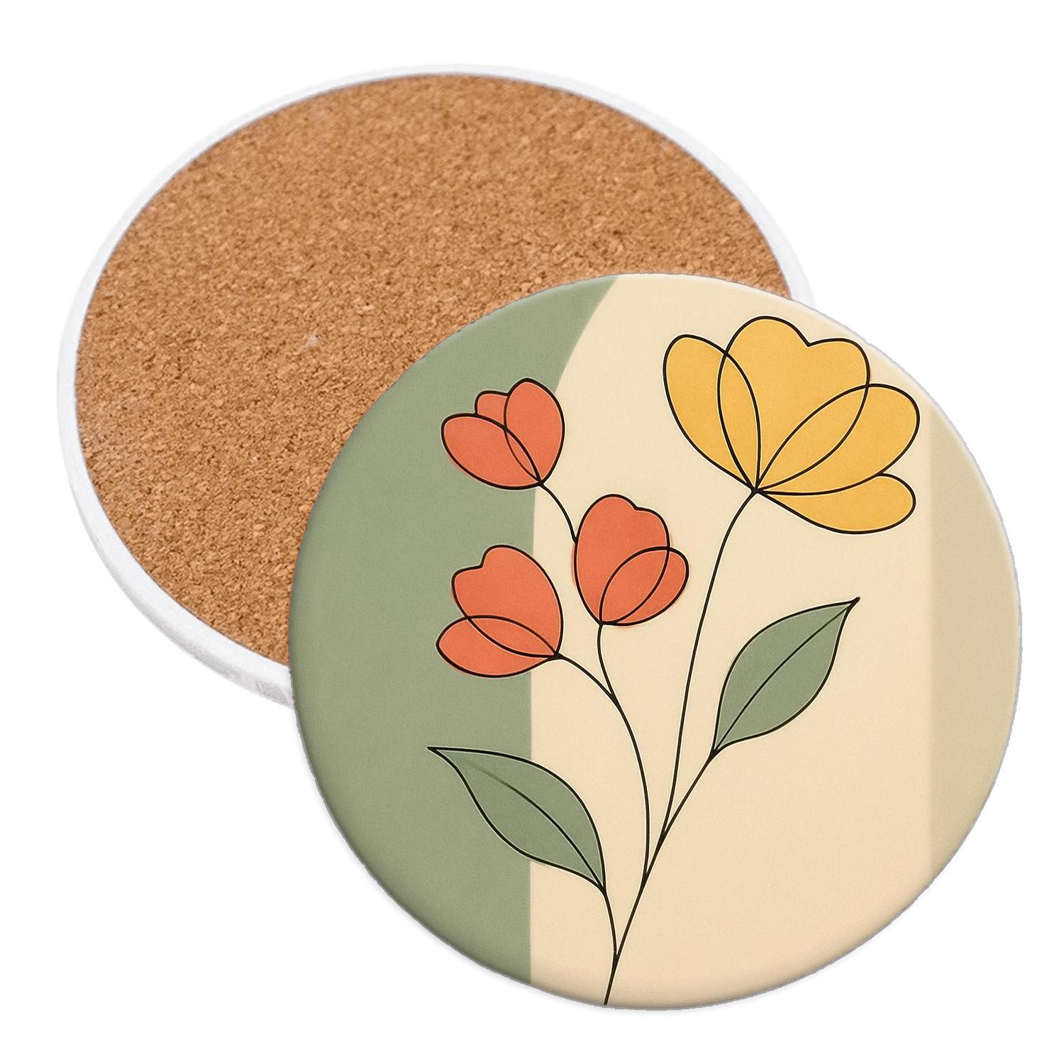 Sunlit Floral Contour custom engraved coasters