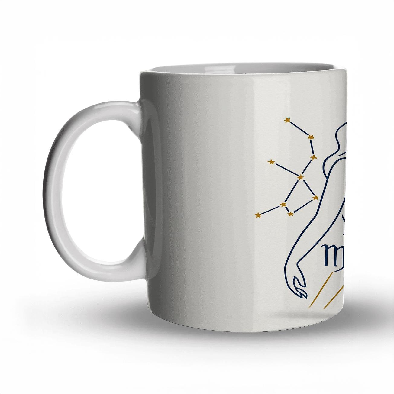 Refined Virgo Maiden Line Art Illustration ceramic coffee mugs