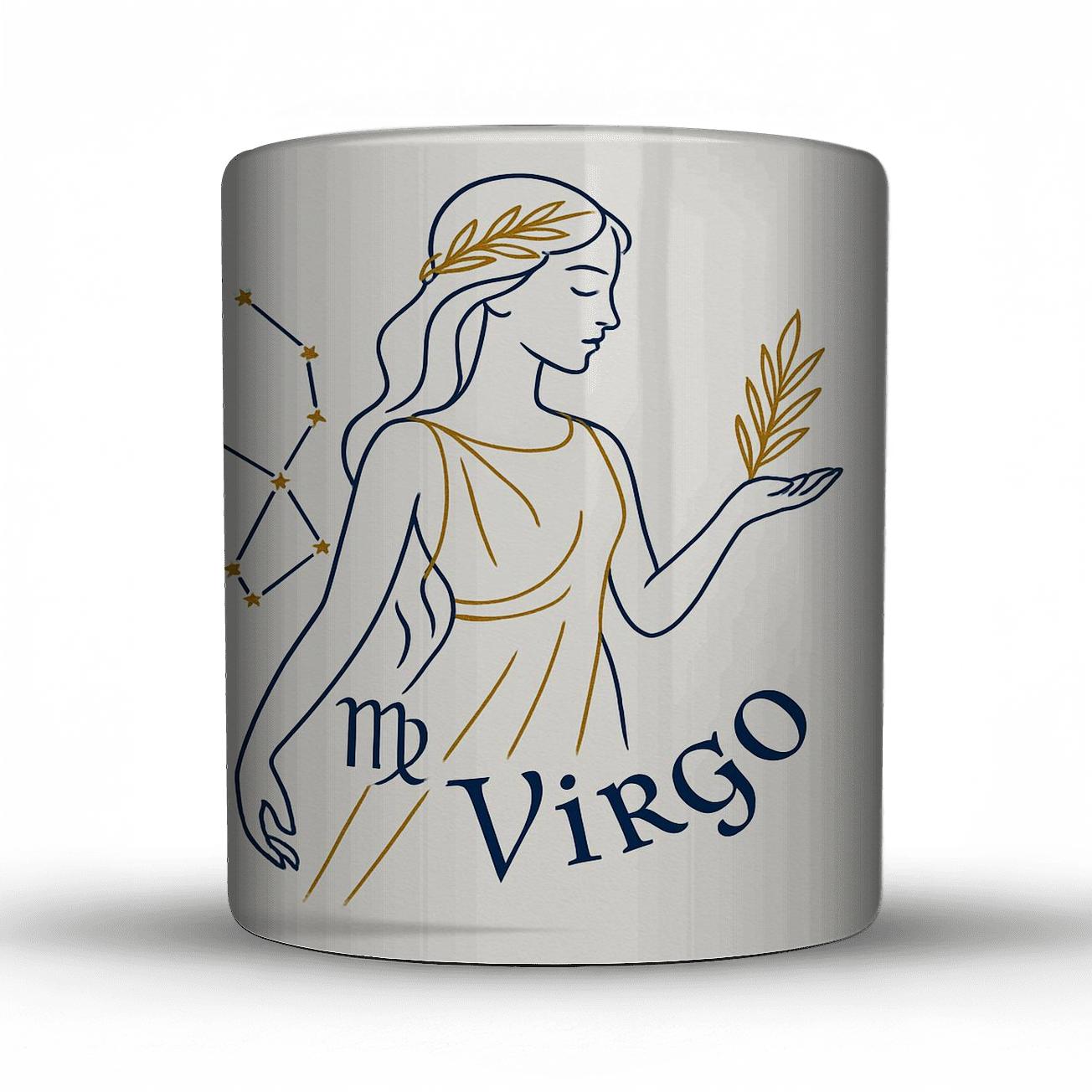 Refined Virgo Maiden Line Art Illustration ceramic coffee mugs