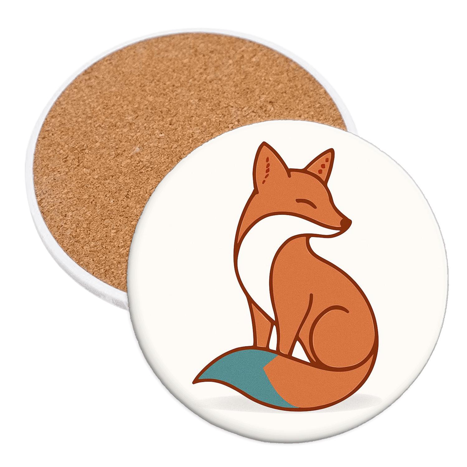 Minimalist Fox Embrace absorbent drink coasters