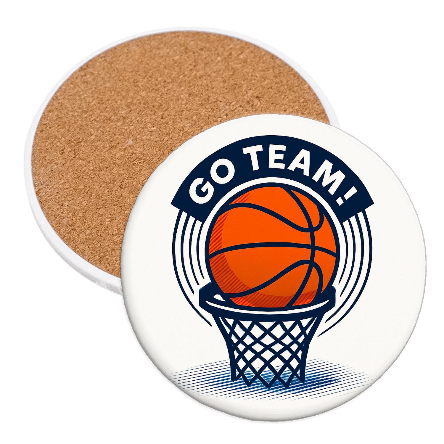 Court Pulse Basketball Line Art absorbent drink coasters