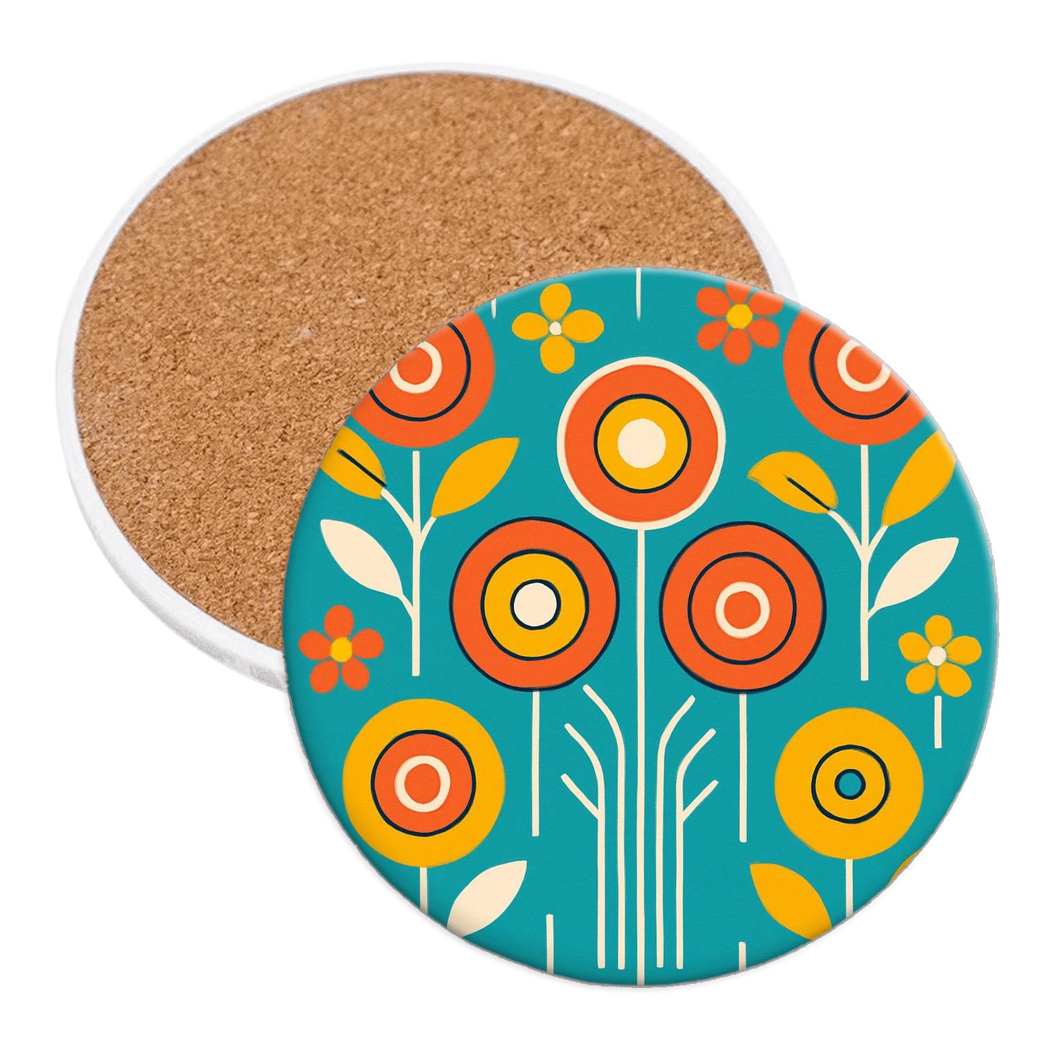 Radiant Grid Blossom elegant tabletop coasters