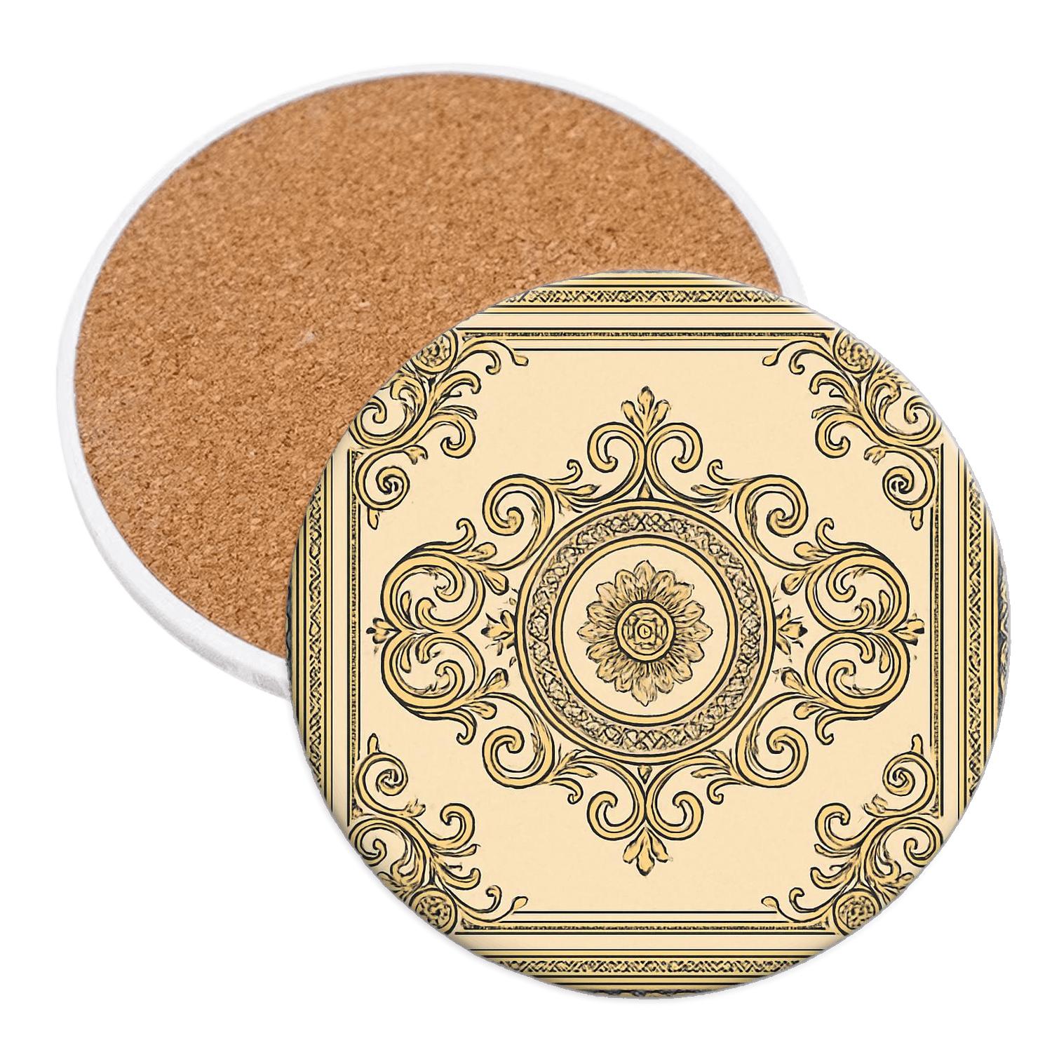 Victorian Lace Geometric Crest absorbent drink coasters