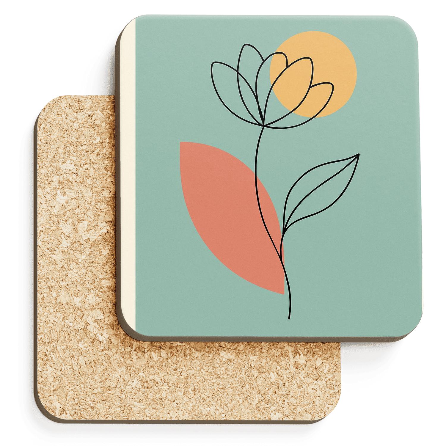 Serene Floral Contour decorative beverage coasters