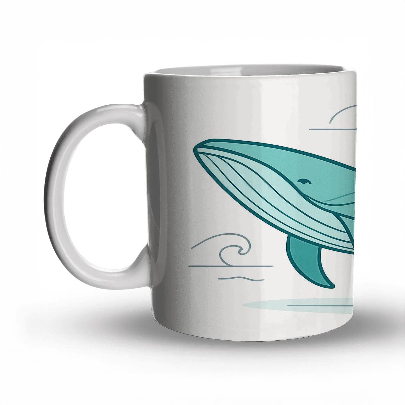 Teal Ocean Whale custom printed mugs