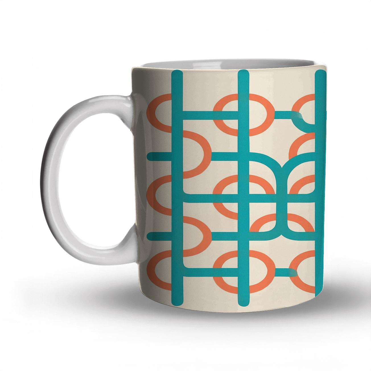 Neon Oasis Grid custom printed mugs