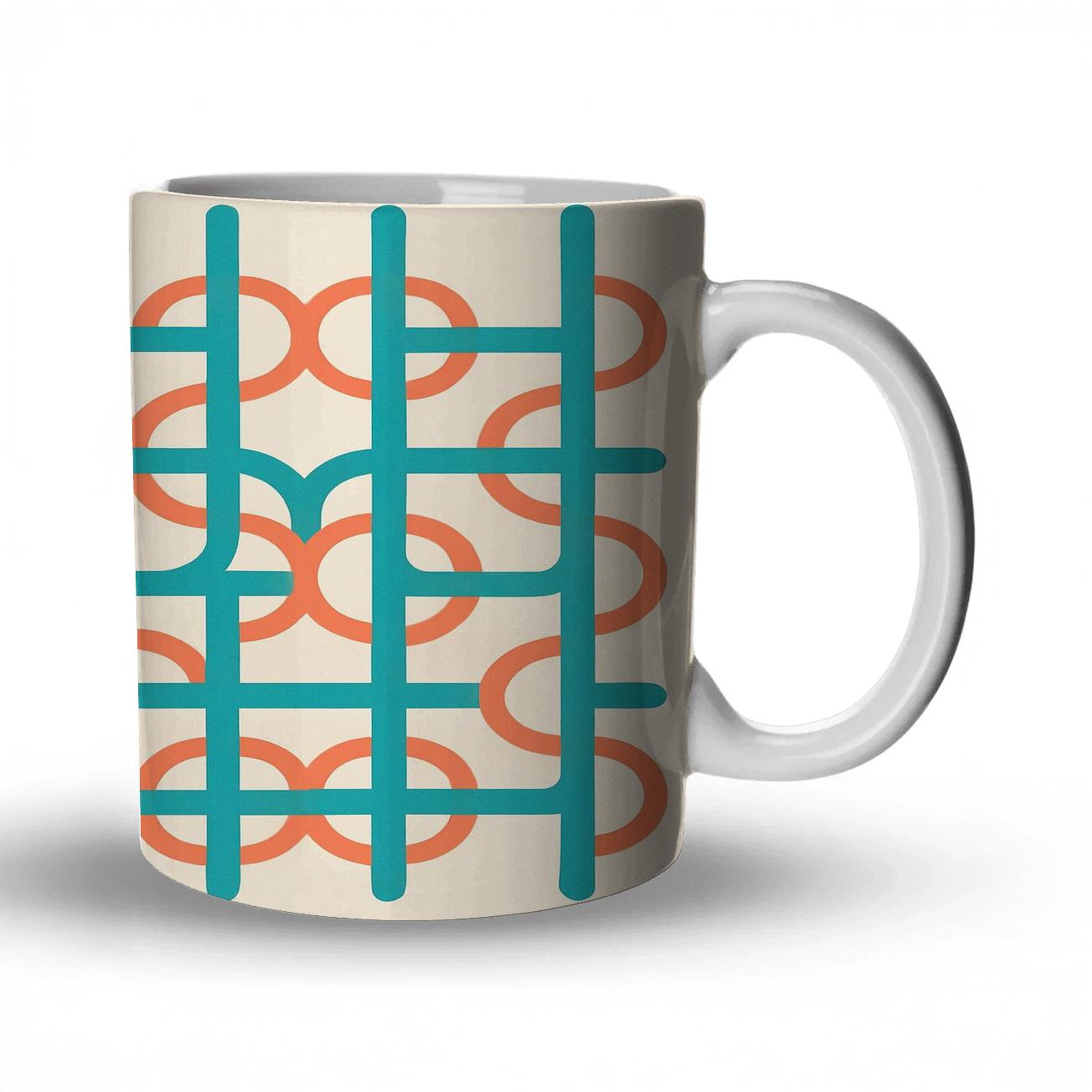 Neon Oasis Grid custom printed mugs