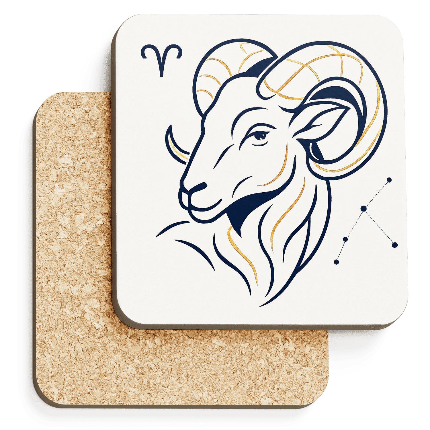 Aries Ram Minimalist Emblem coasters for home decor