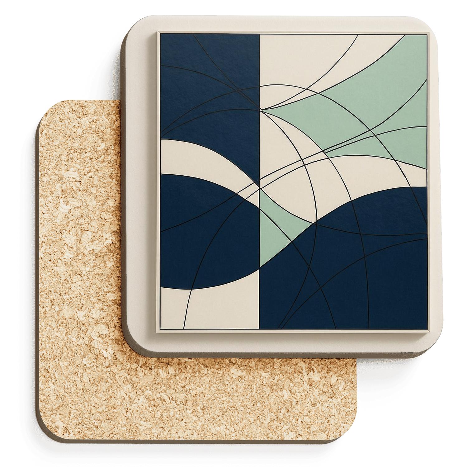 Geometric Wave Rhythm cork coaster sets