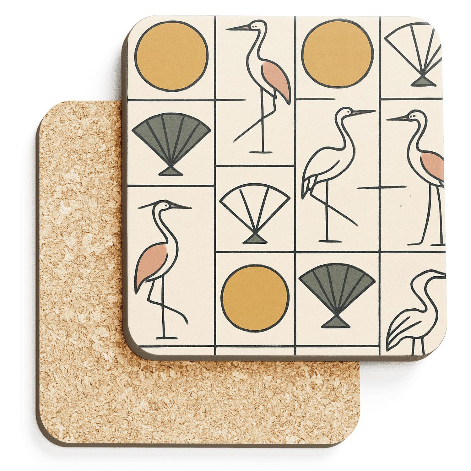 Midcentury Japonisme Geometry elegant tabletop coasters