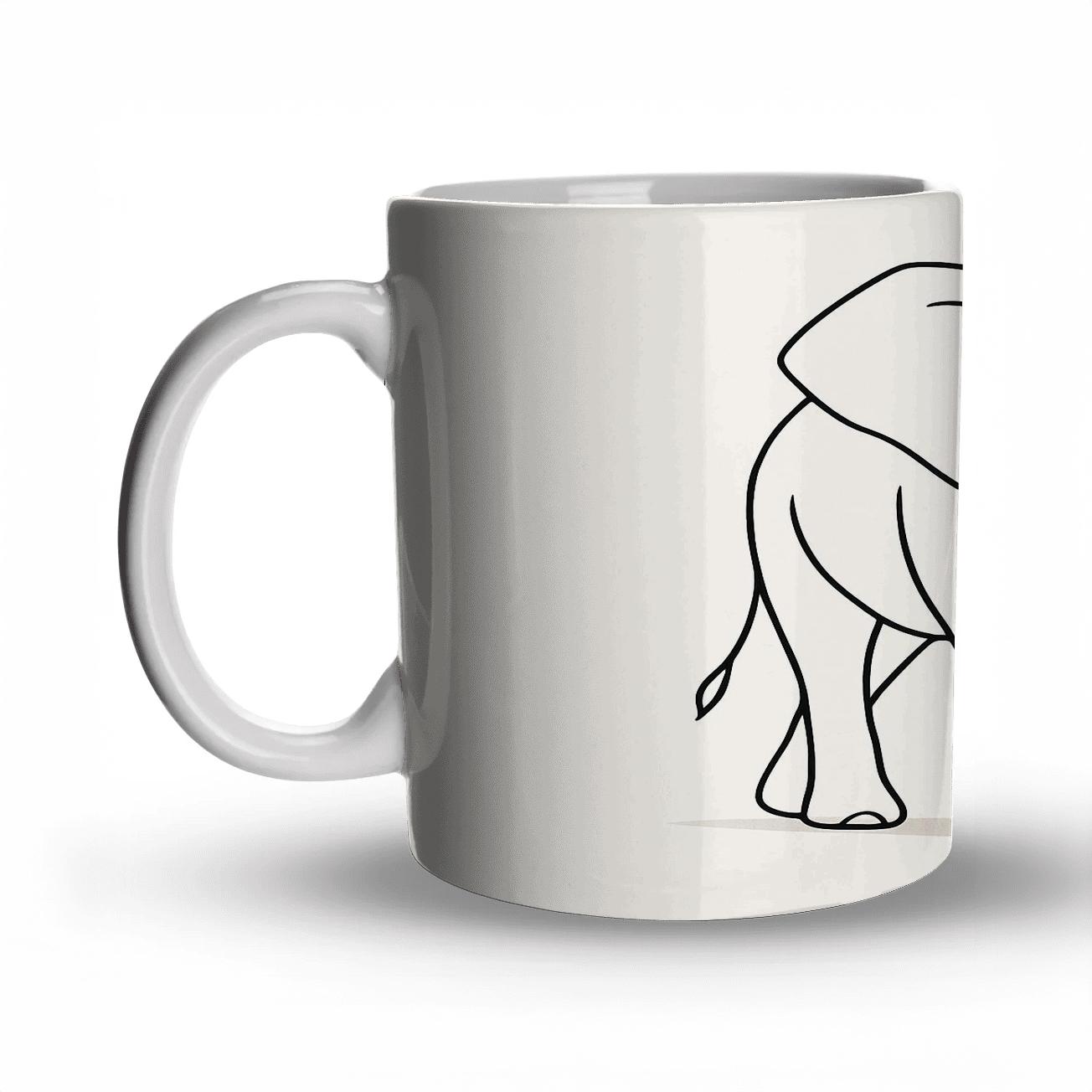 Minimalist Majestic Elephant Line Art gift mugs for occasions