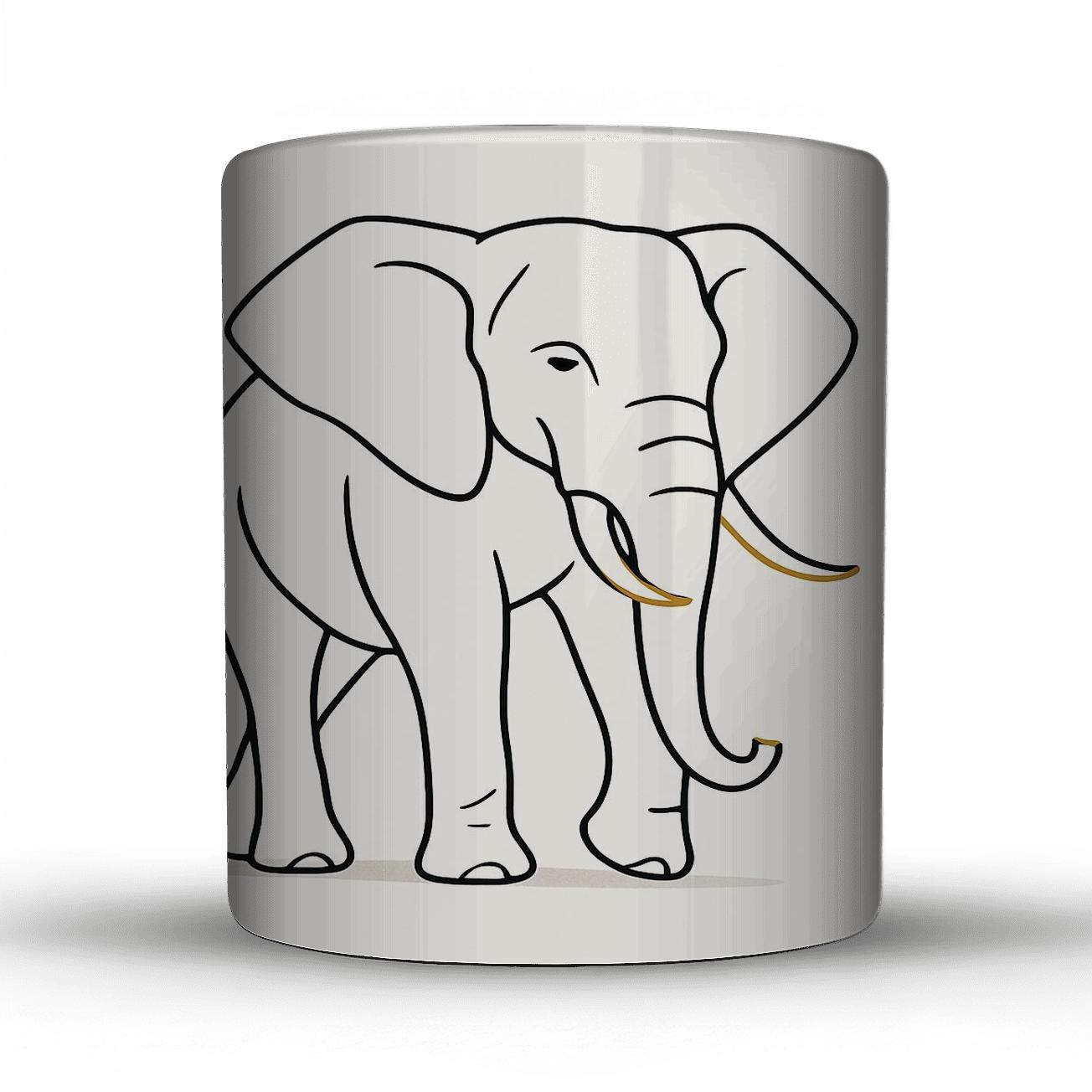 Minimalist Majestic Elephant Line Art gift mugs for occasions