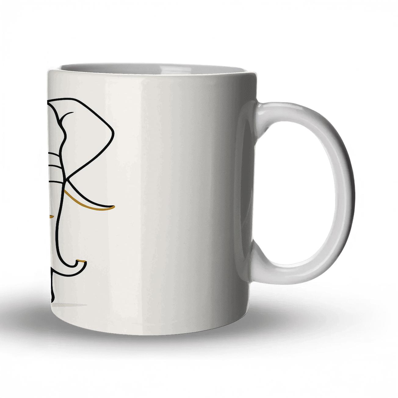 Minimalist Majestic Elephant Line Art gift mugs for occasions