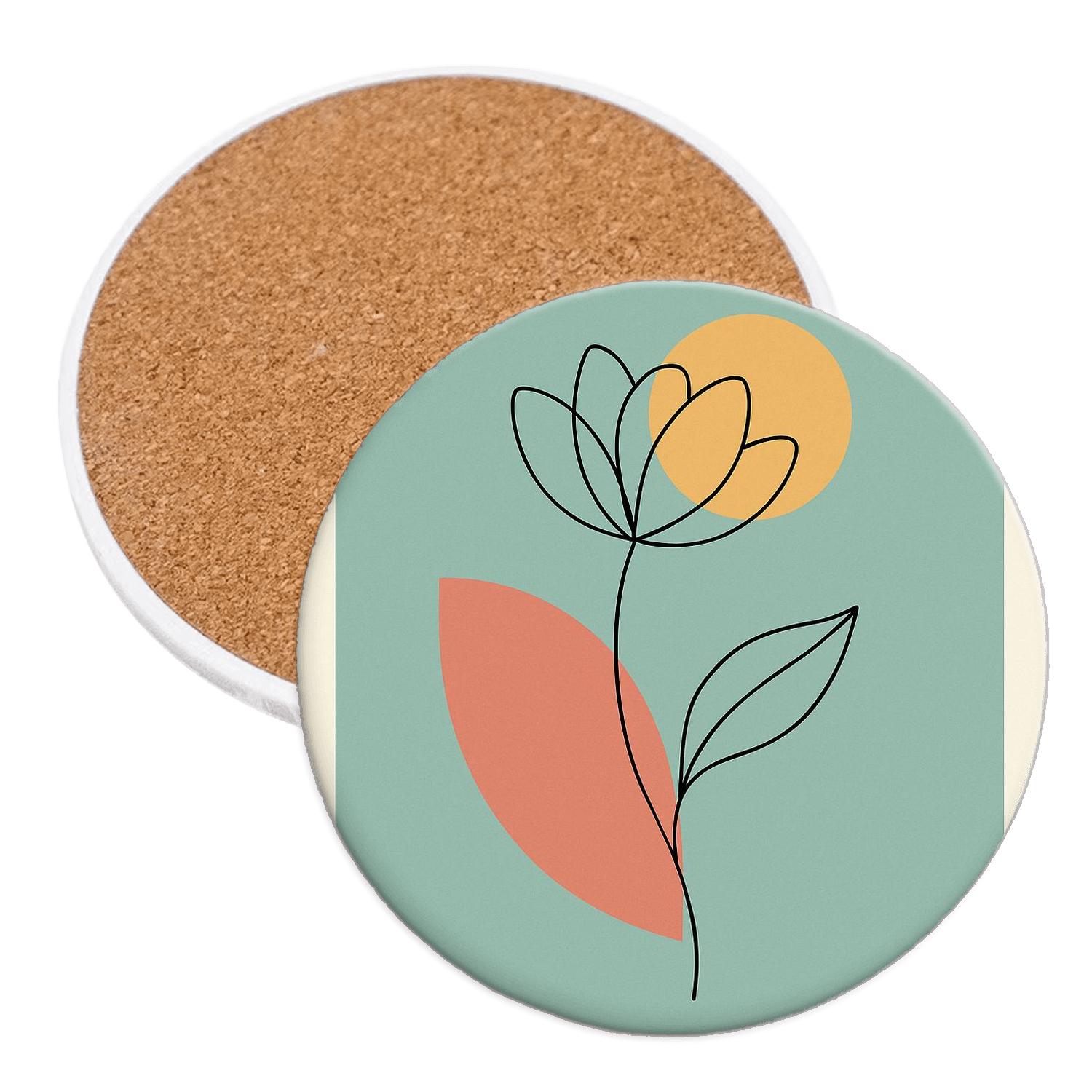 Serene Floral Contour custom engraved coasters
