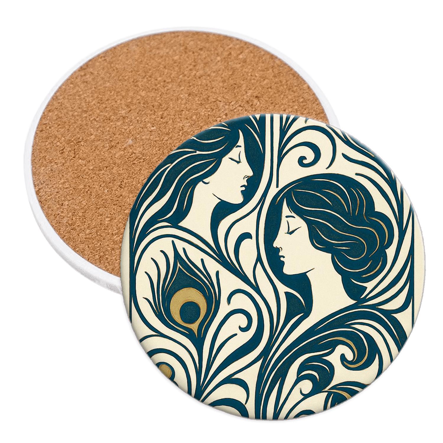 Ornamental Art Nouveau Panel custom engraved coasters