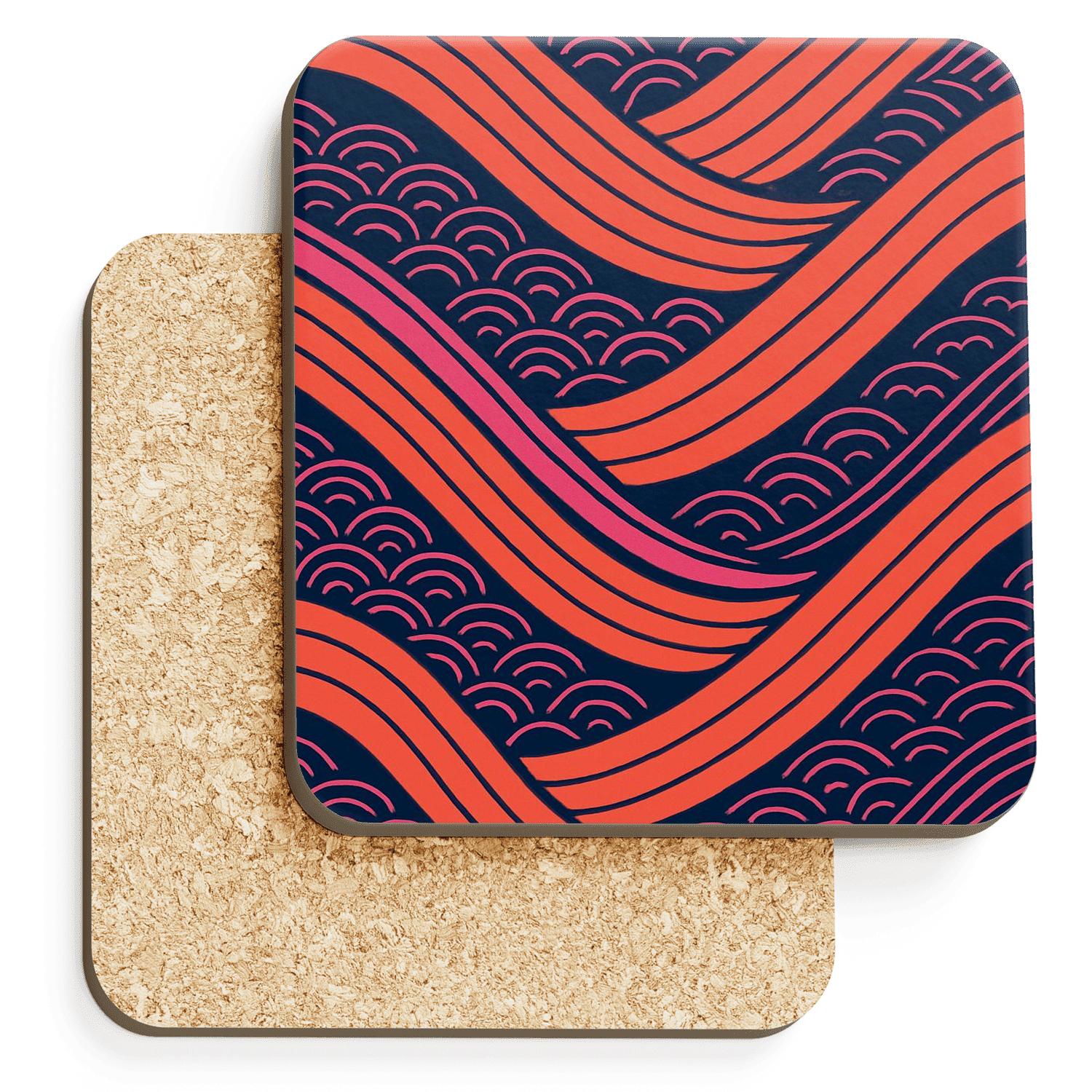 Neon Wave Tapestry custom engraved coasters